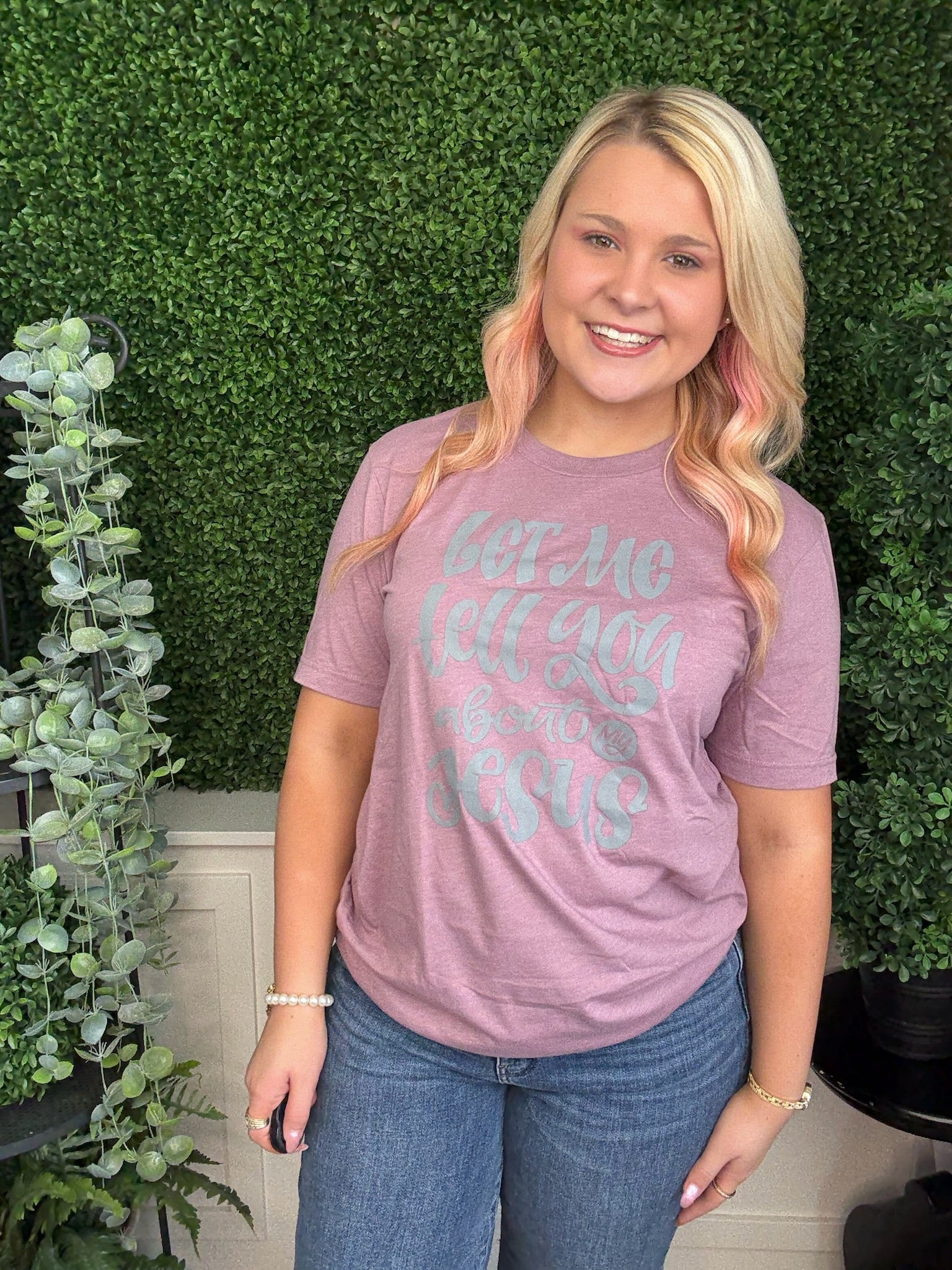 LET ME TELL YOU ABOUT MY JESUS SS - LIGHT PLUM