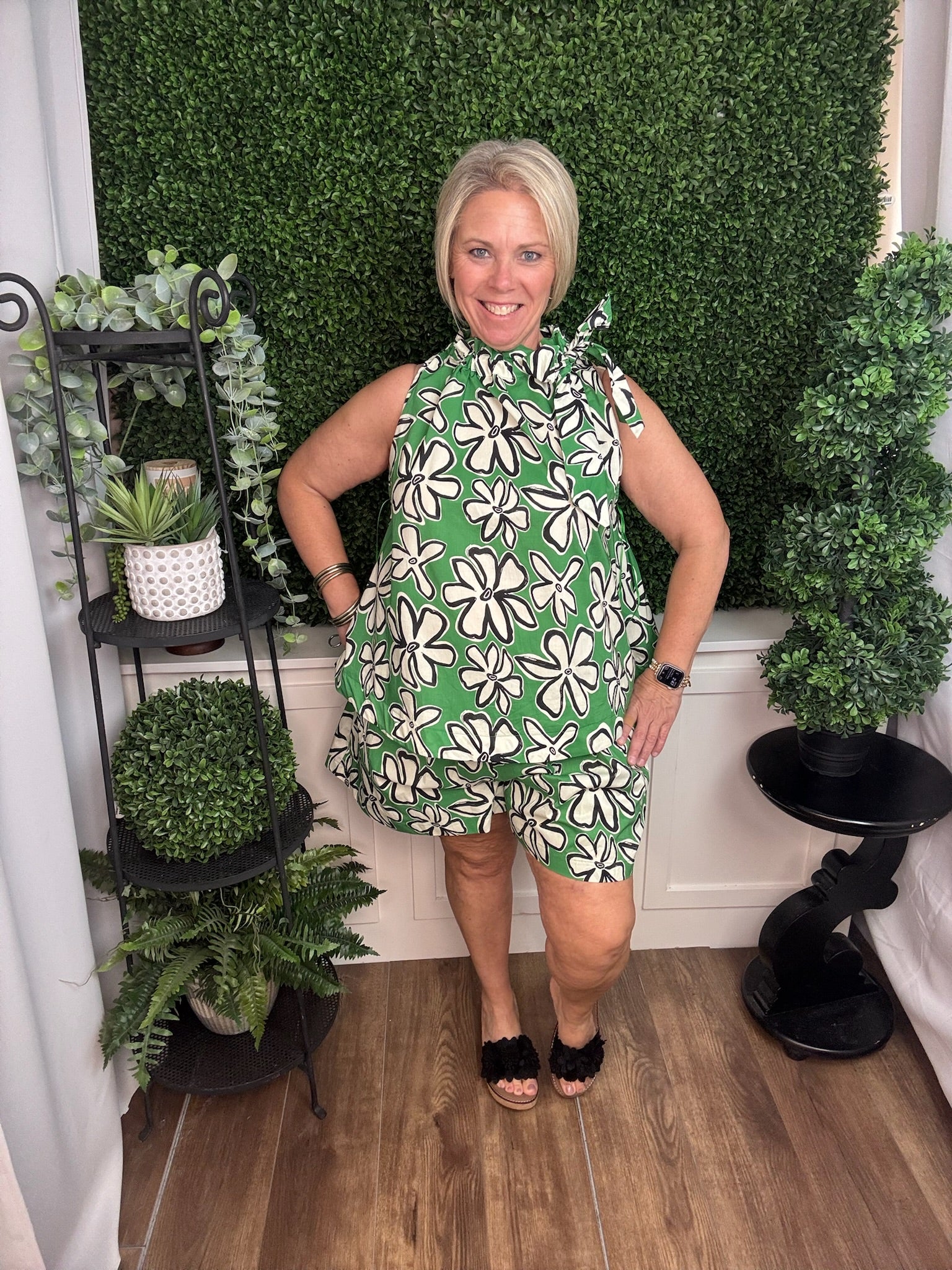 Emerald Bloom Relaxed Shorts