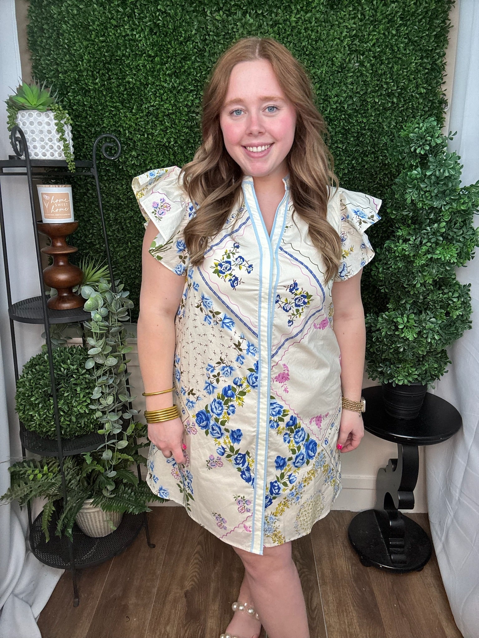 Blue Garden Patchwork Tunic Dress