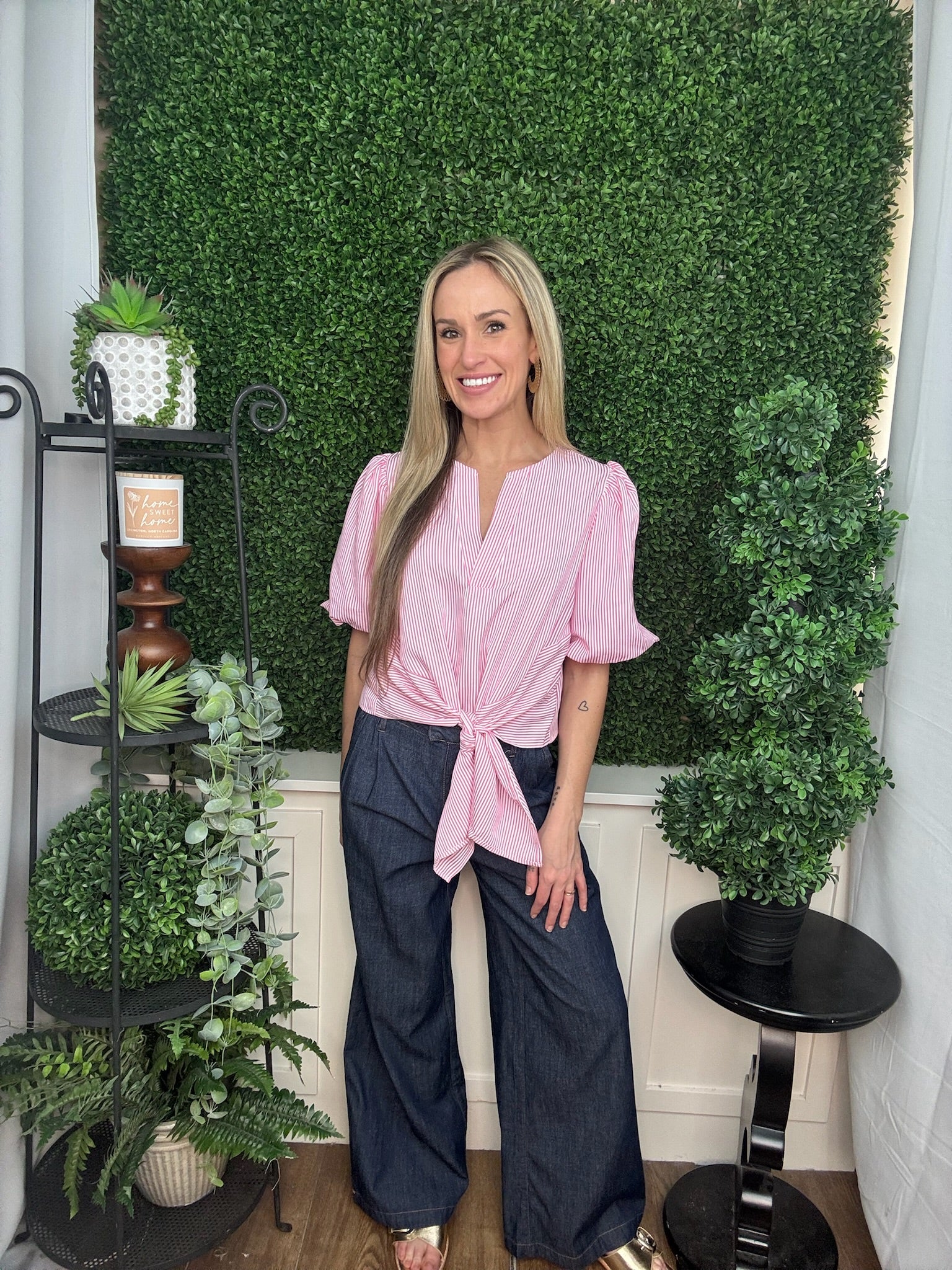 Candy Stripe Tie-Front Blouse