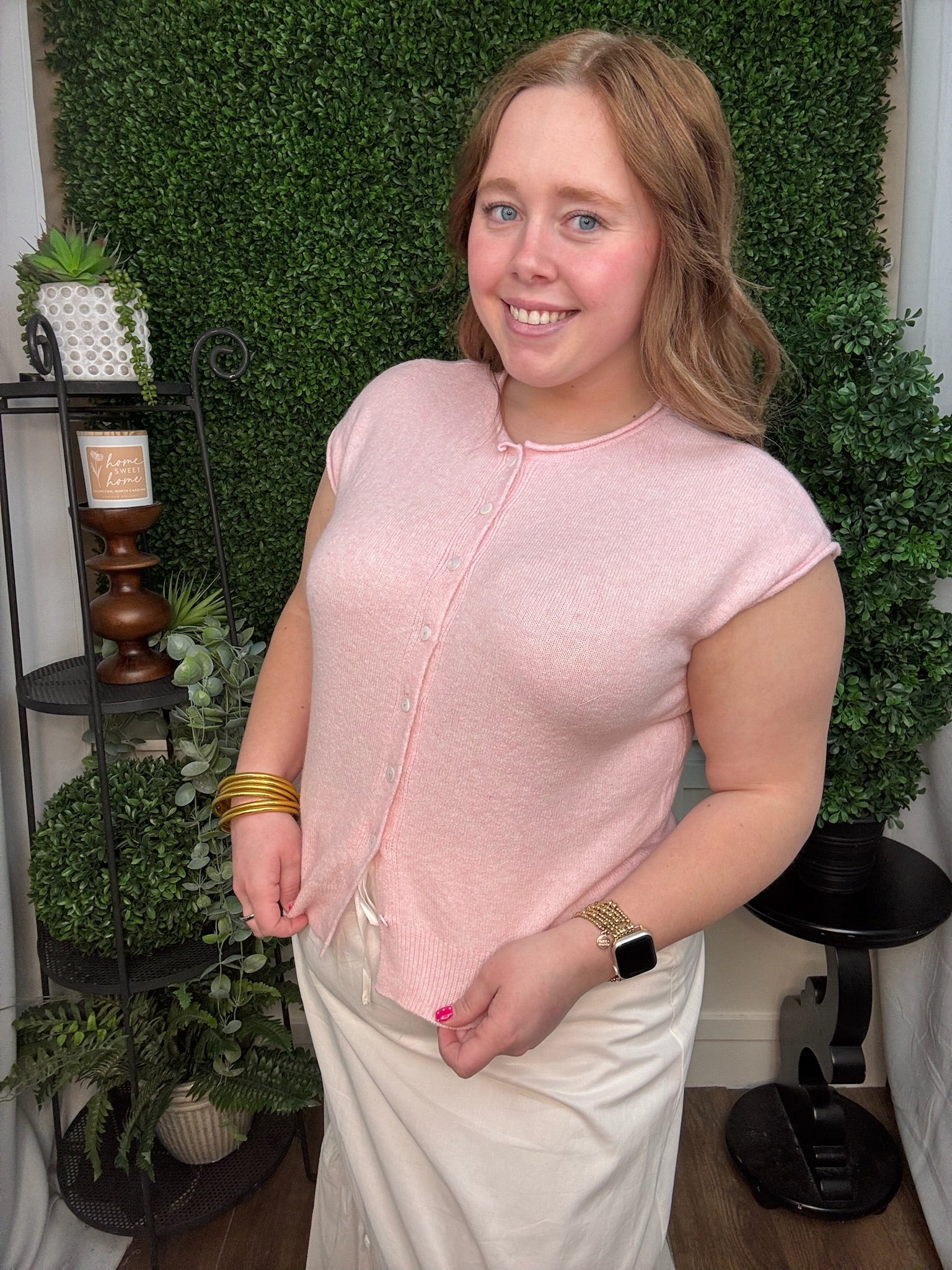 Soft Knit Button Front Top