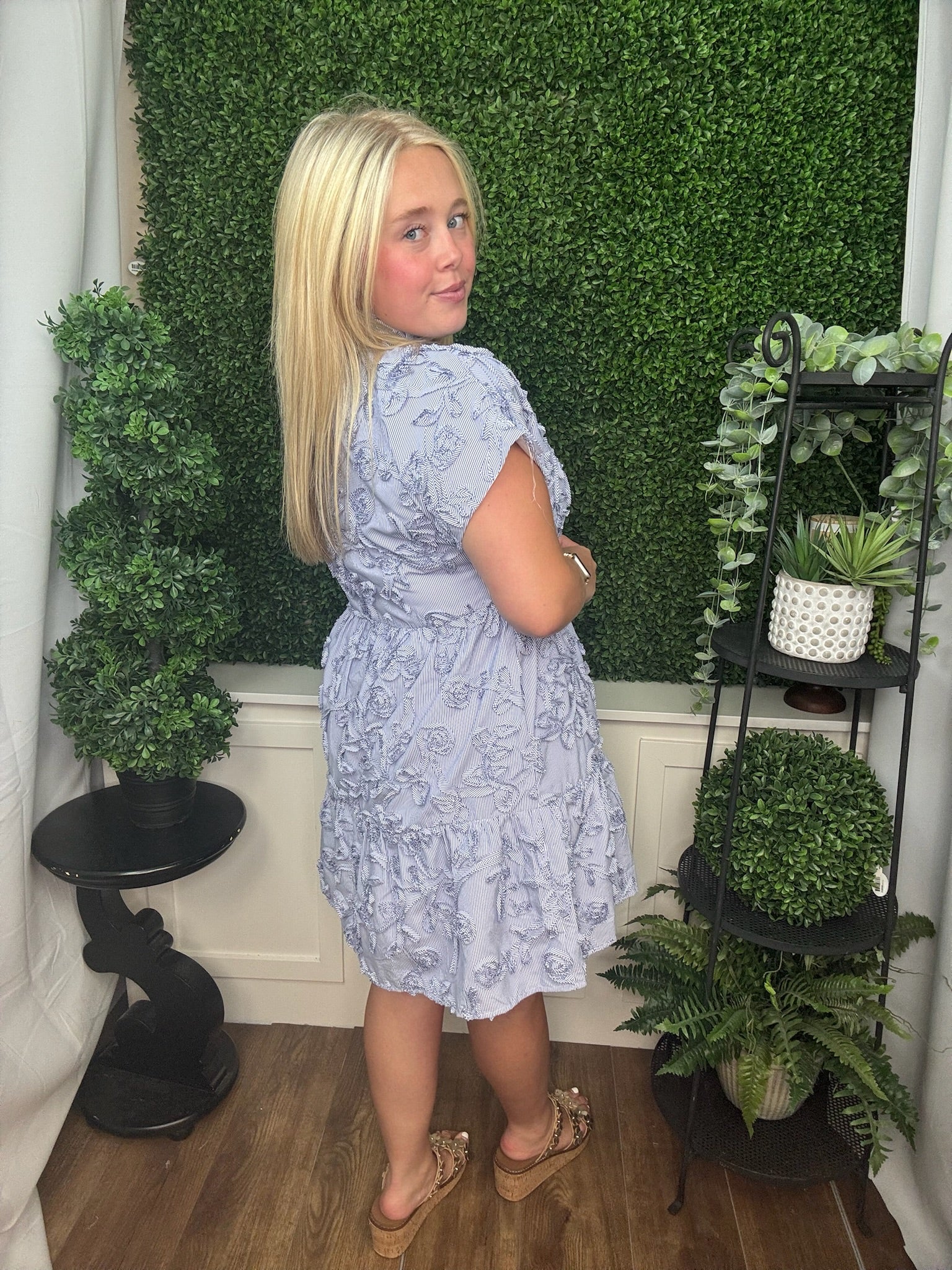 NAVY PINSTRIPE DRESS