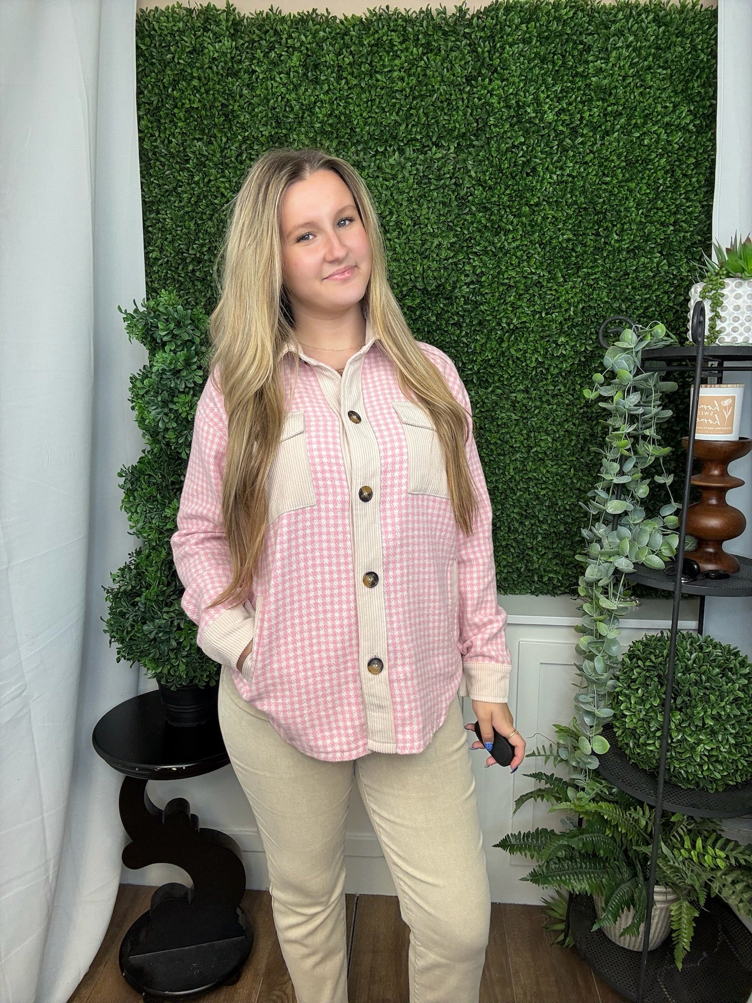 COLOR CONTRAST LS JACKET - PINK