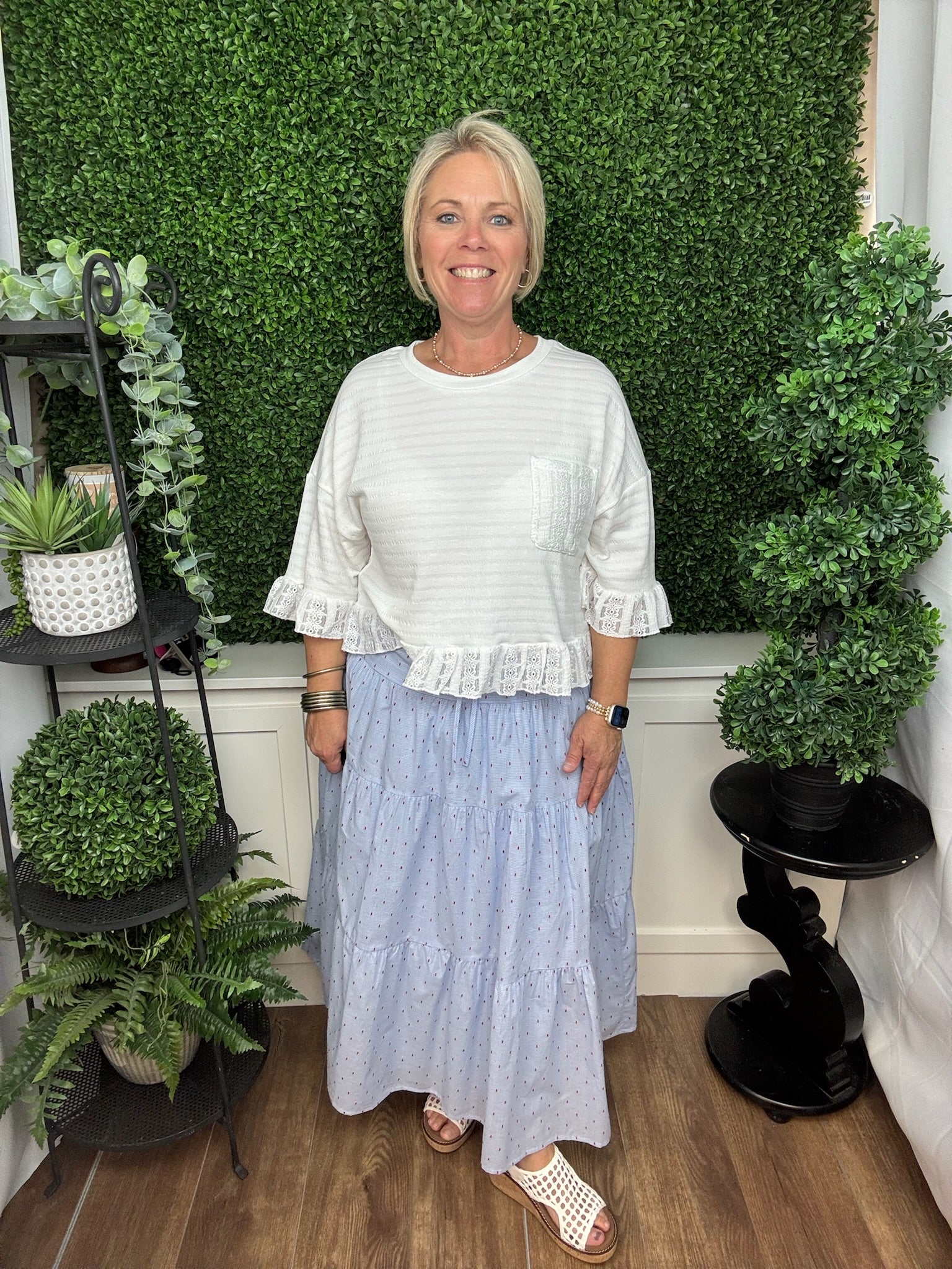 Lace Ruffle Hem Sweater Top