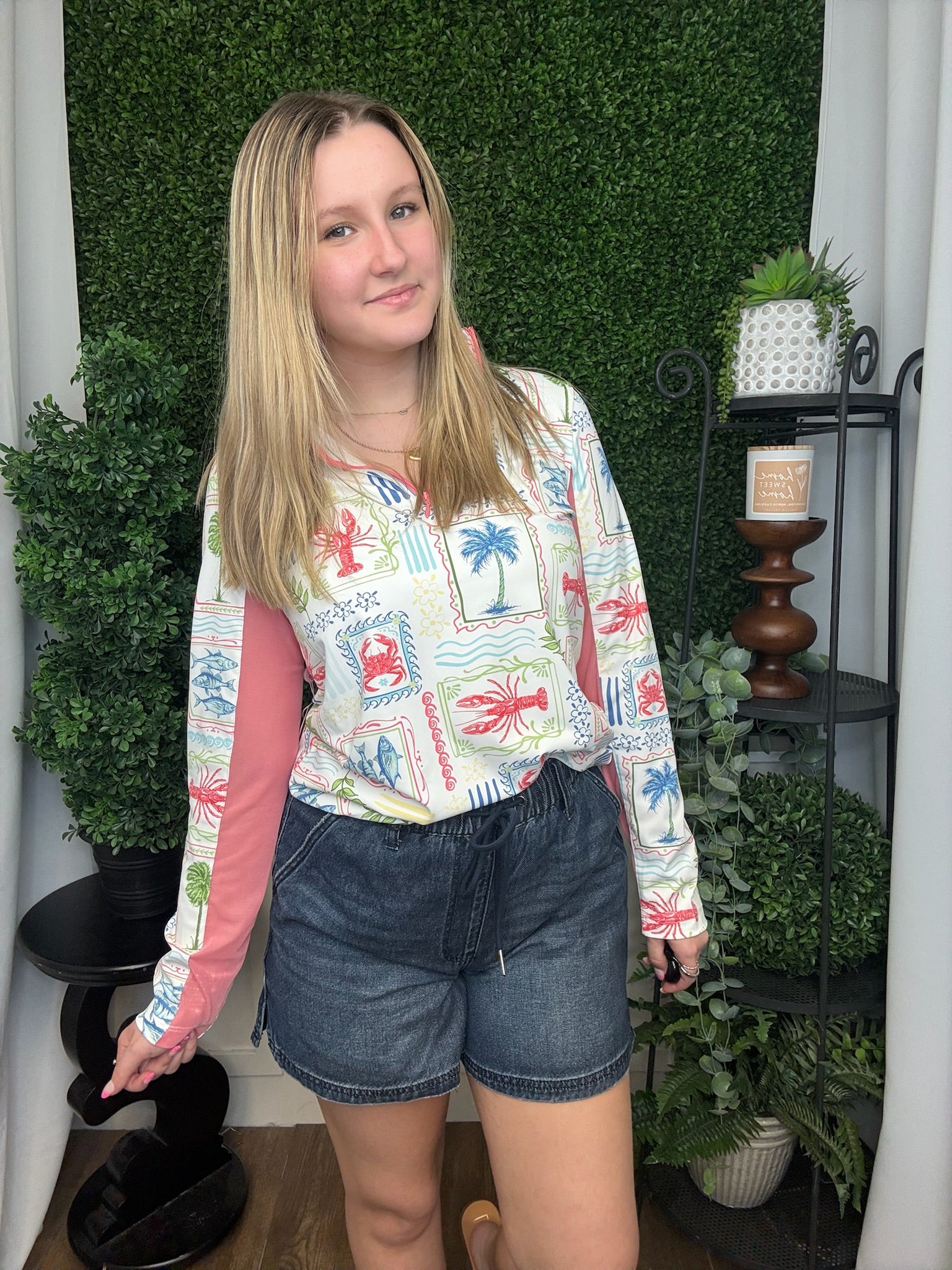 UPF ZIP PULLOVER TOP - SEA PATCH