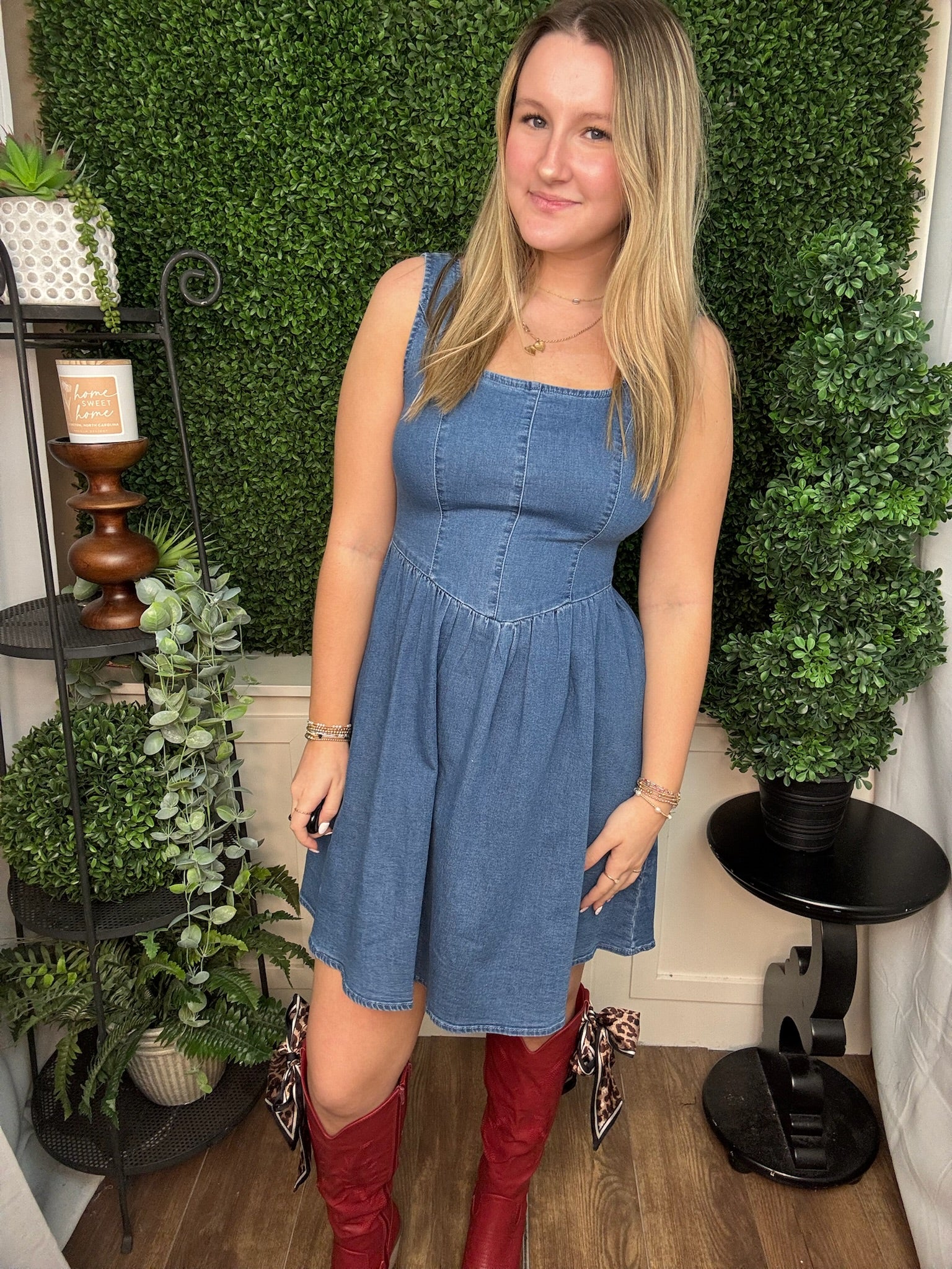 BABYBLUE BOW DRESS - DENIM