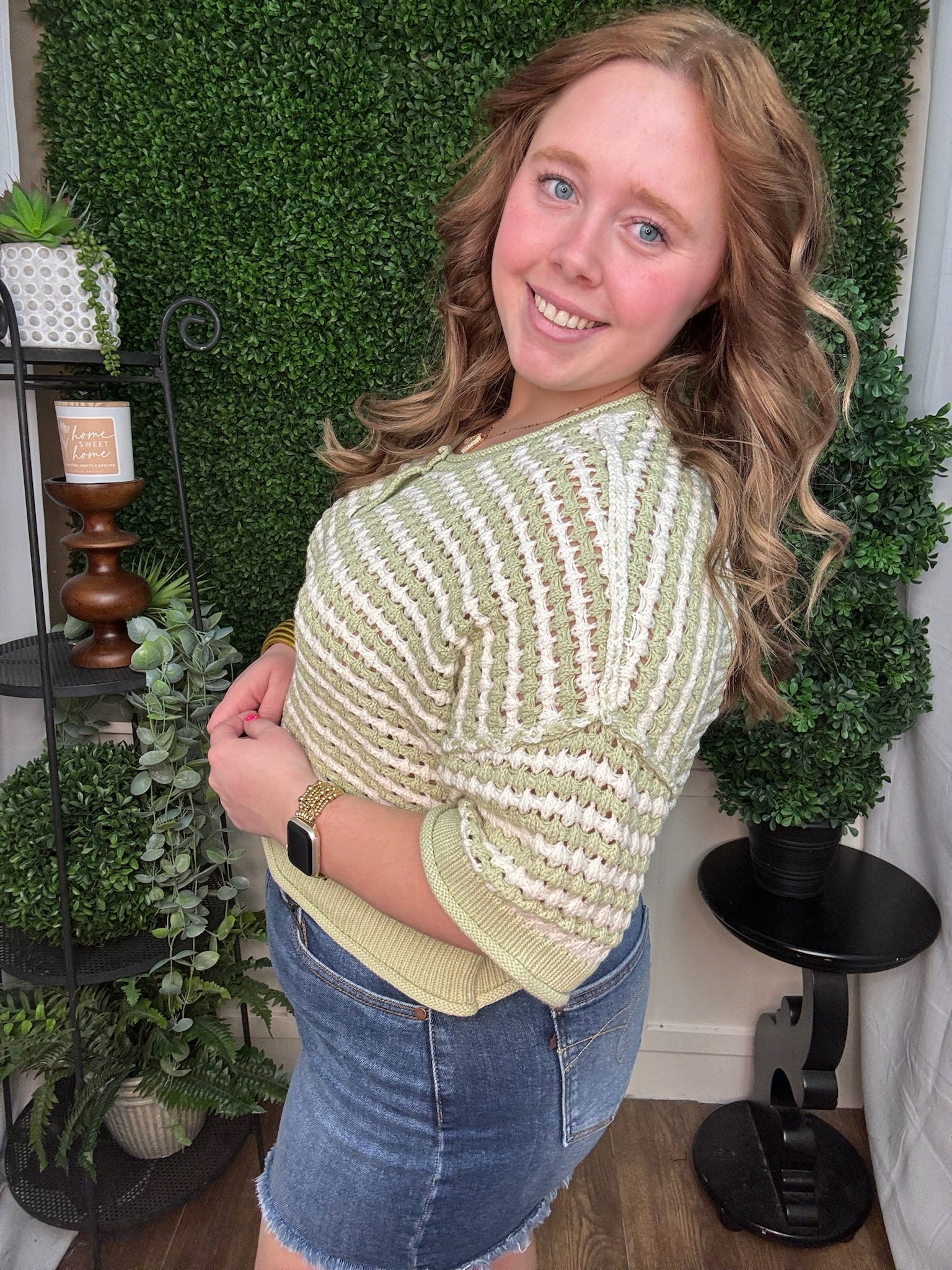 Olive Breeze Crochet Cardigan