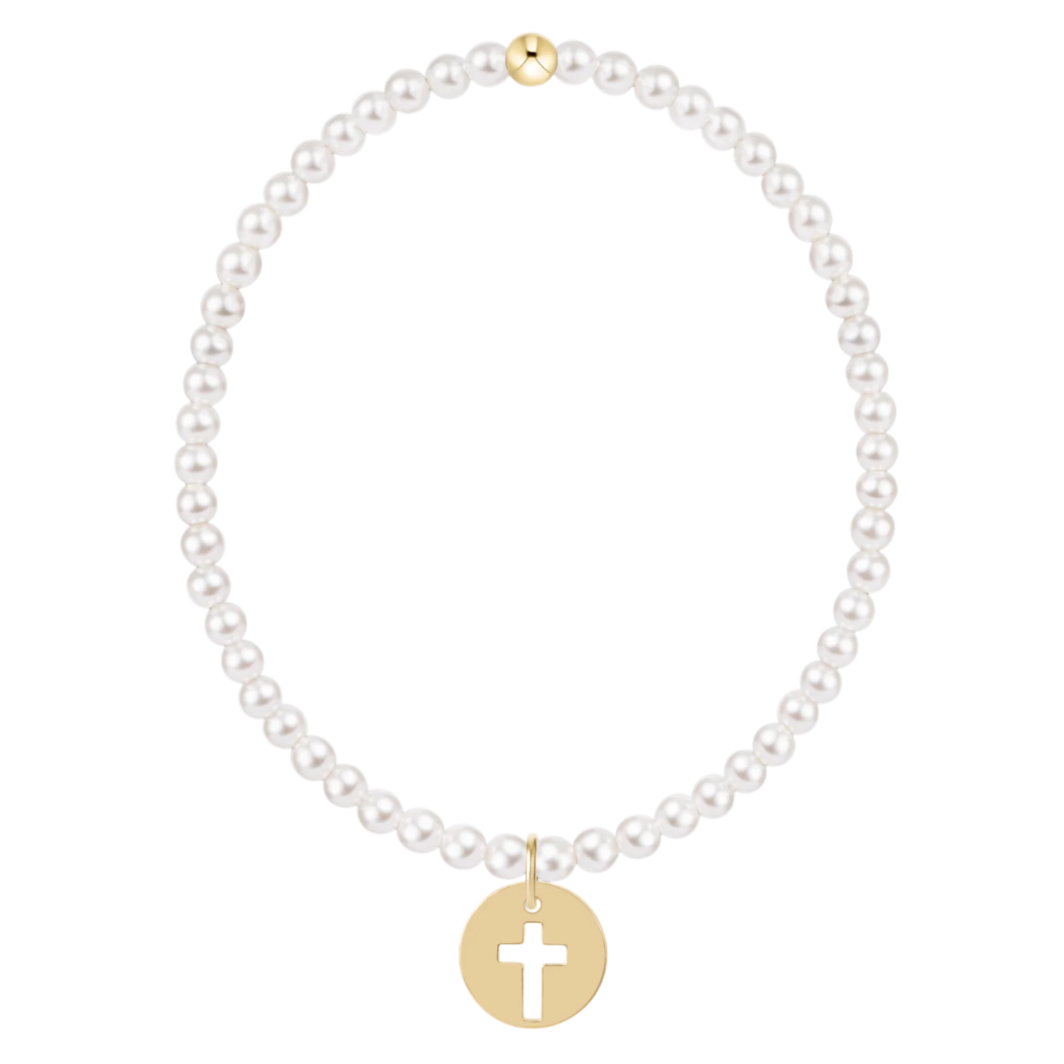 egirl Classic Pearl 3mm Bracelet - Blessed Gold Disc