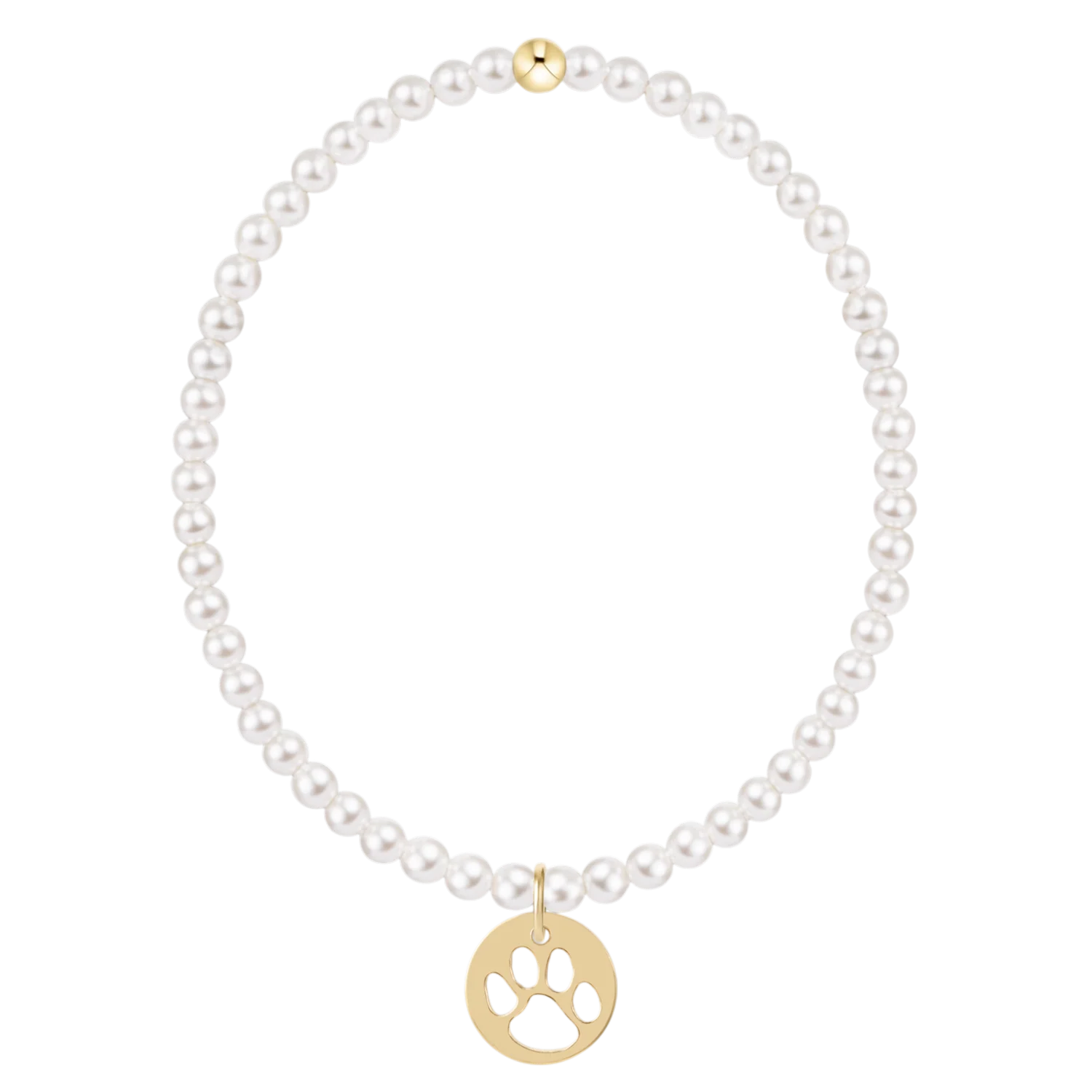 egirl Classic Pearl 3mm Bracelet - Paw Print Gold