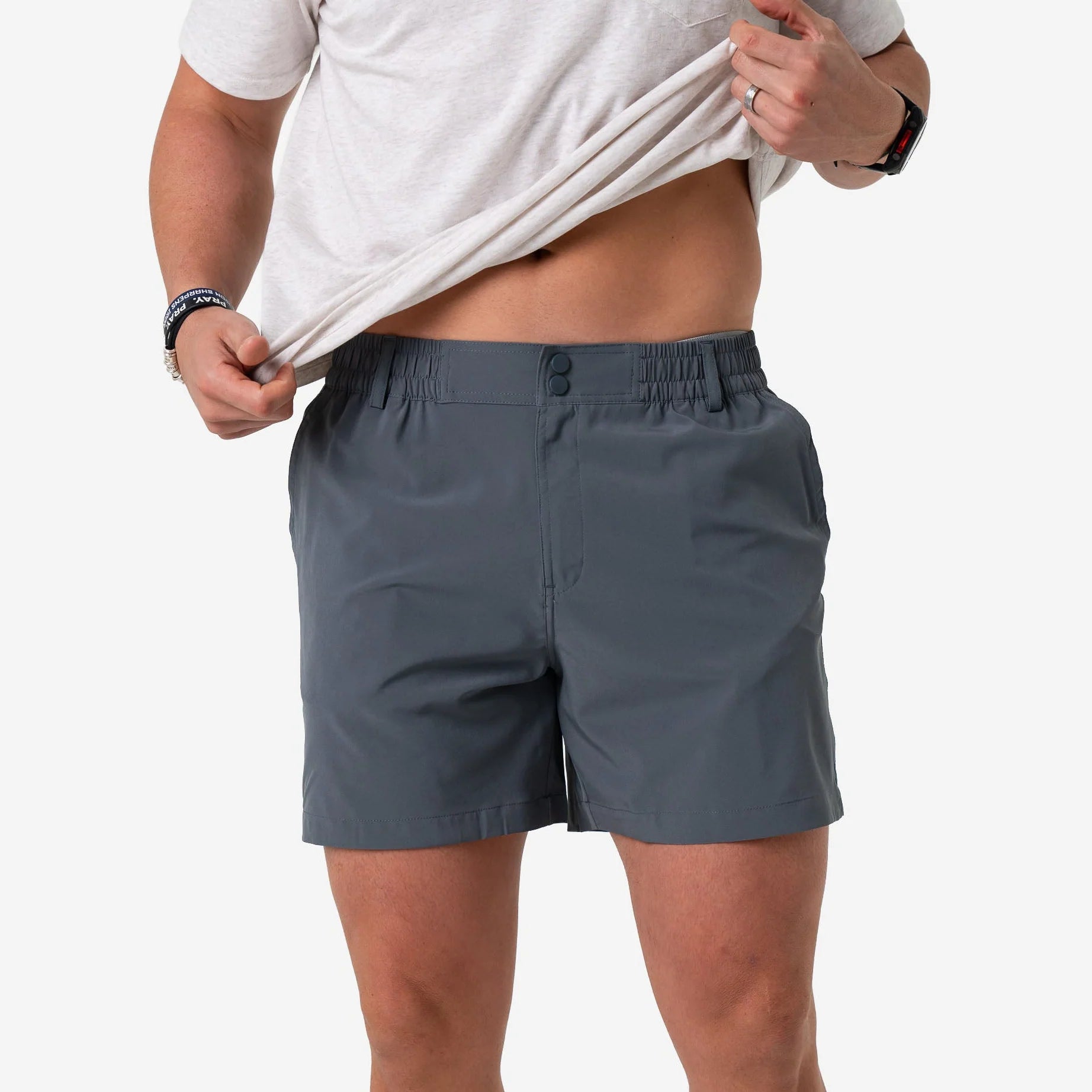 5.5" EVERYDAY SHORTS - RIVER ROCK GREY - CLASSIC DEER CAMO POCKET