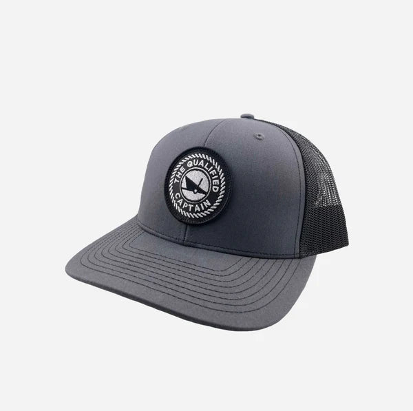 TQC EMBROIDERED PATCH TRUCKER HAT - CHARCOAL/BLACK