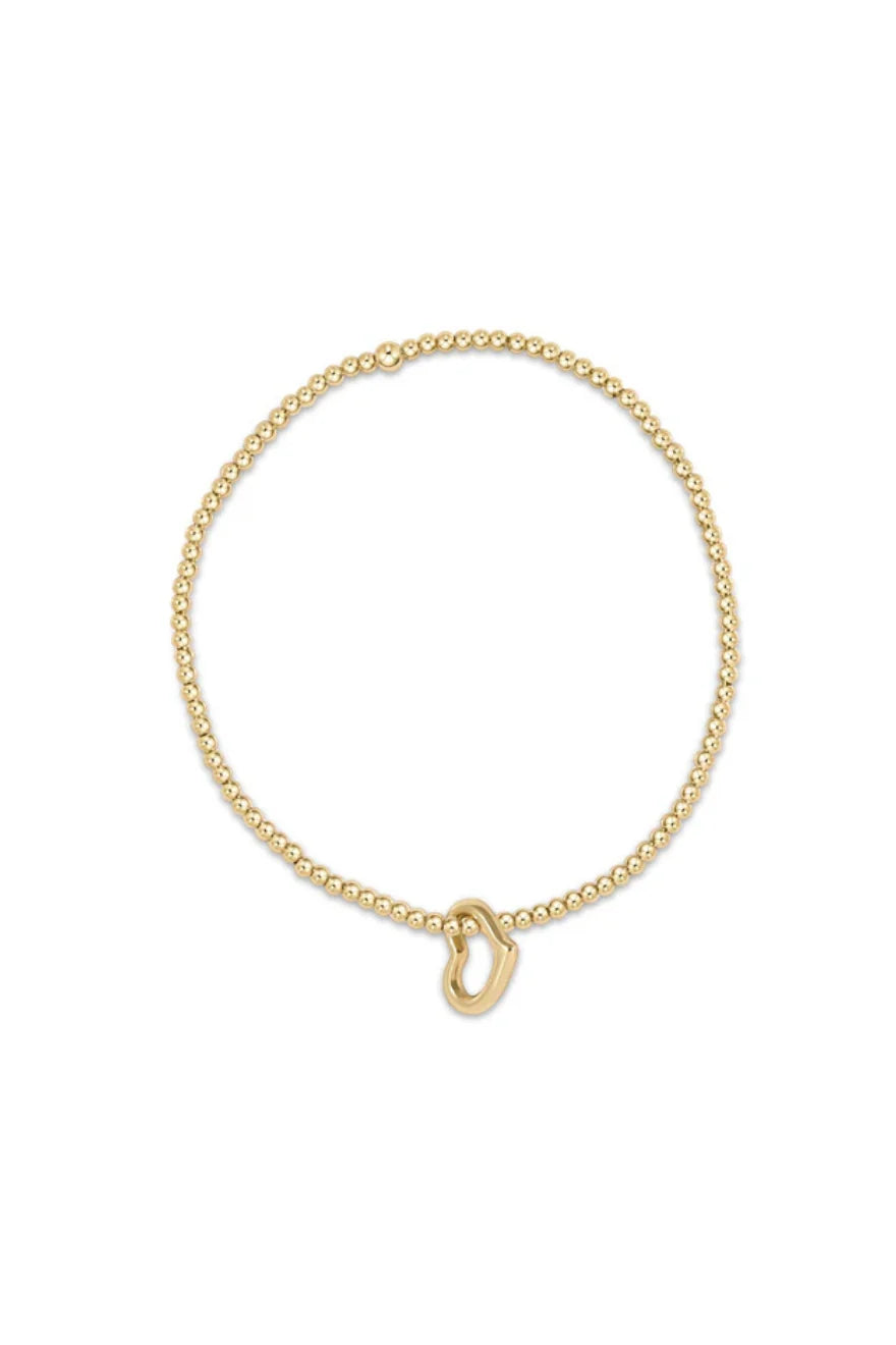Classic Gold 2.5mm Bead Bracelet - Love Gold Charm