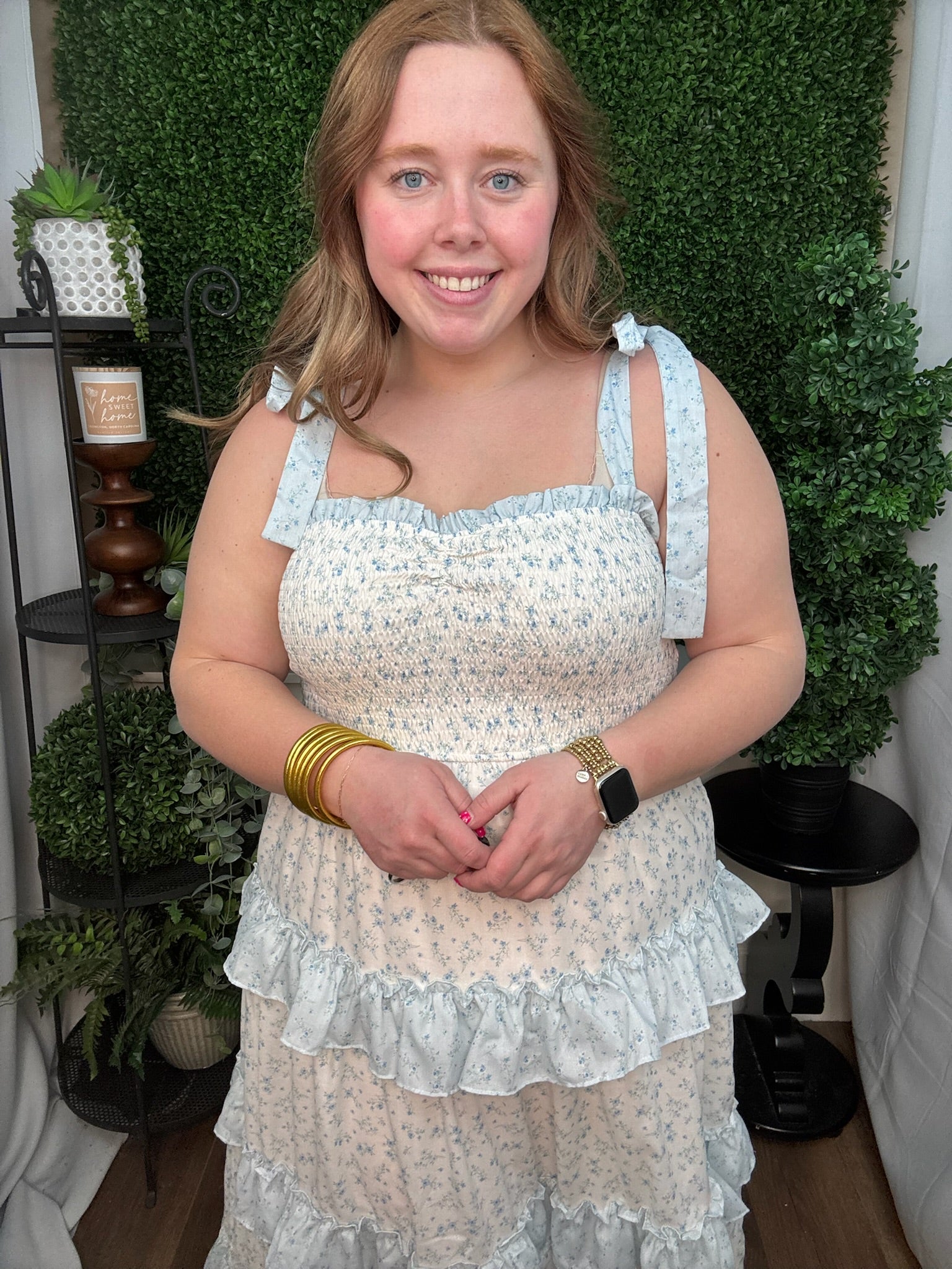 Smocked Tiered Midi Dress