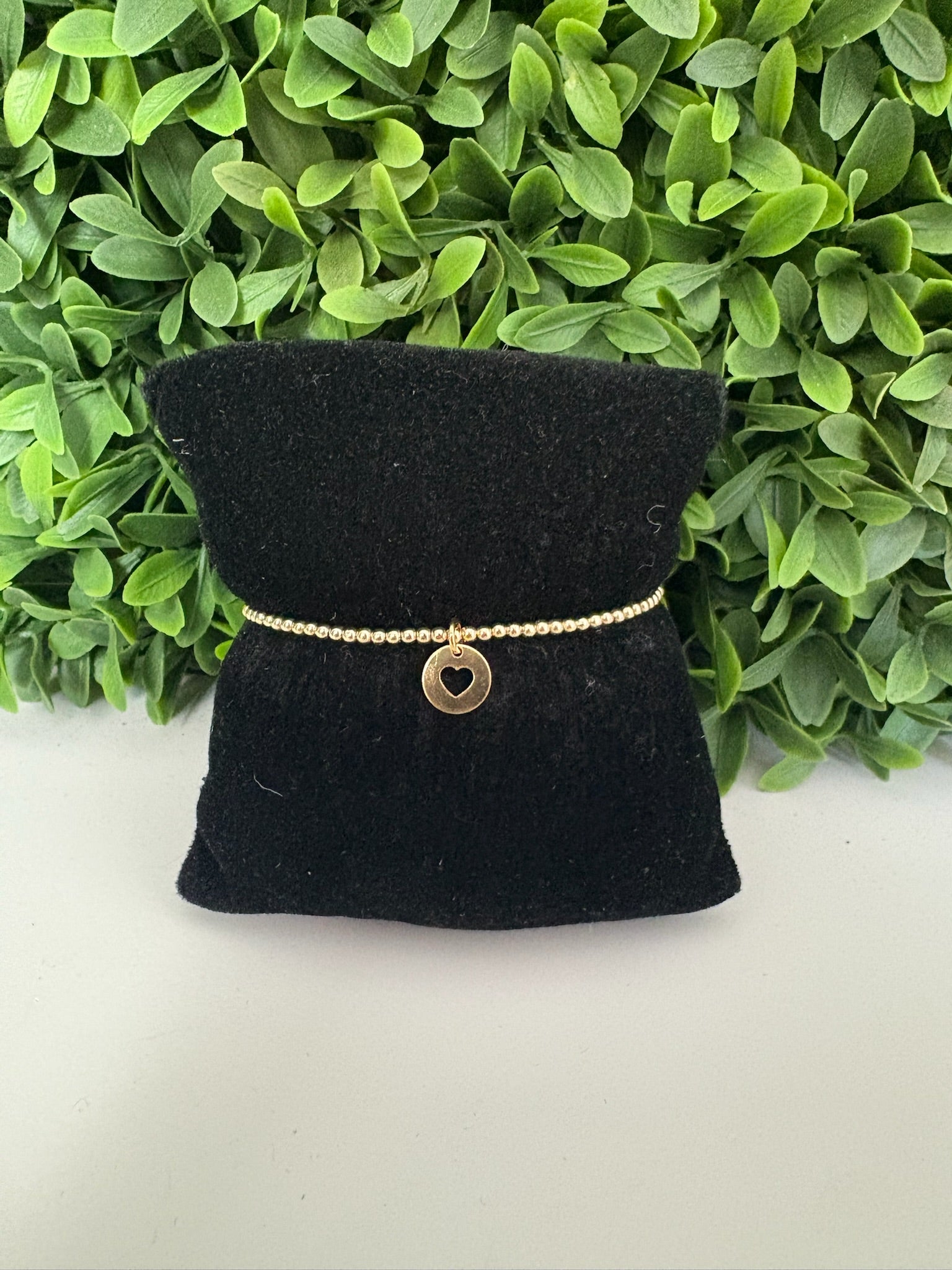 EGIRL CLASSIC GOLD 2MM BEAD BRACELET - LOVE SMALL CHARM