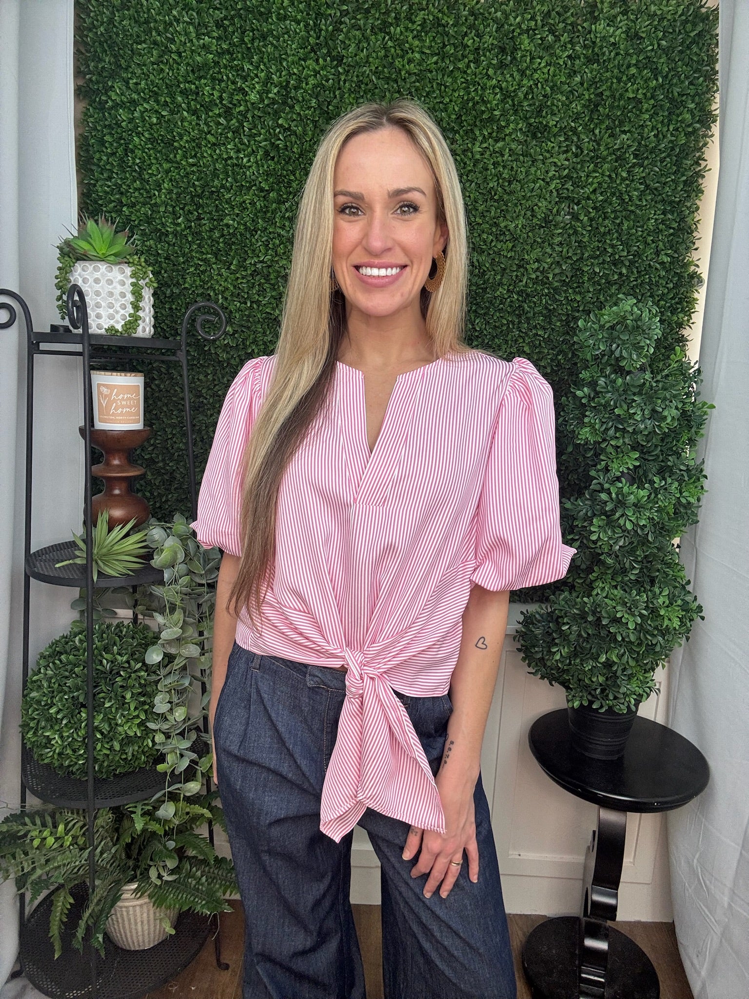 Candy Stripe Tie-Front Blouse