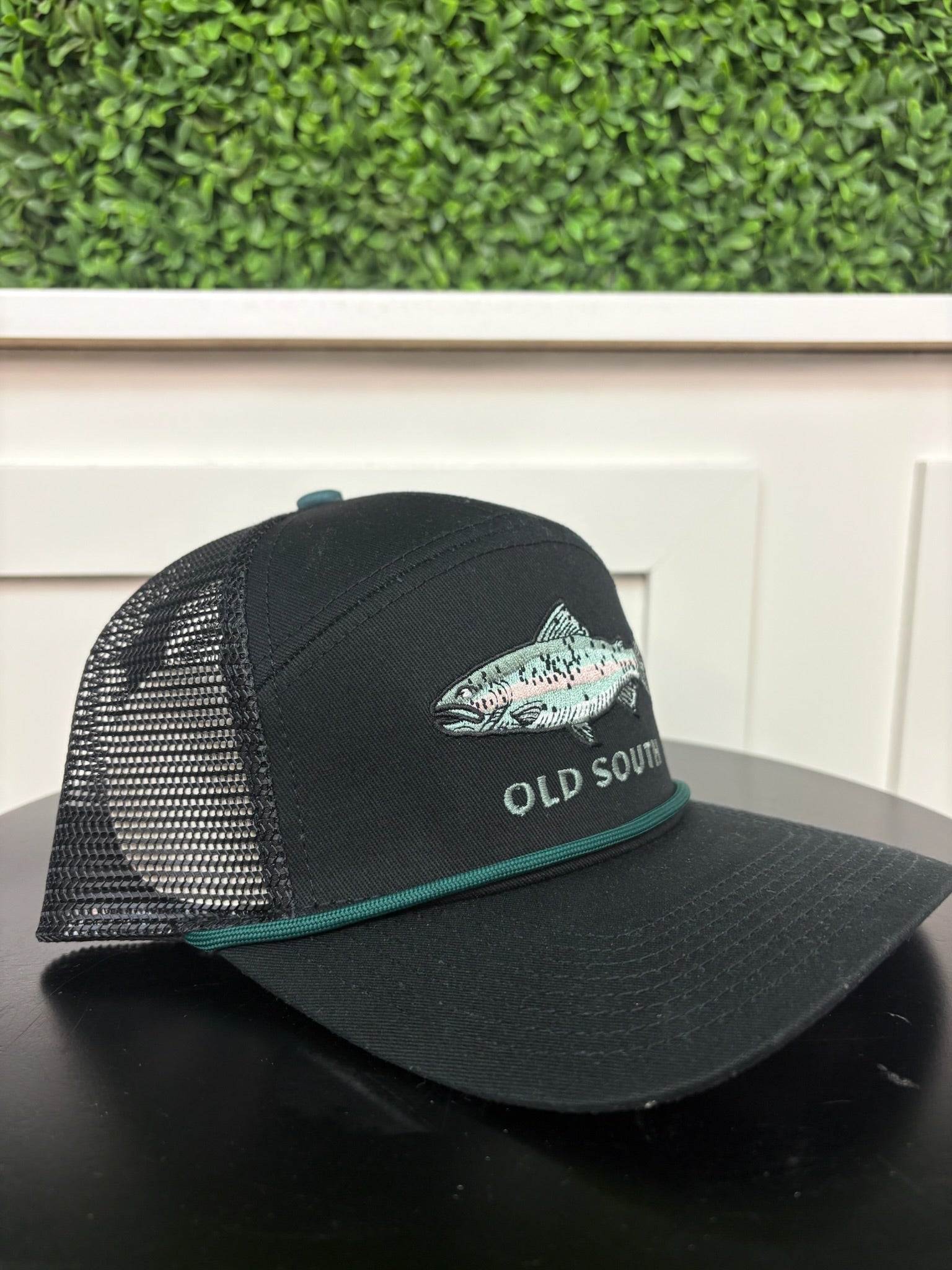 RAINBOW TROUT TRUCKER HAT - BLACK/BLACK