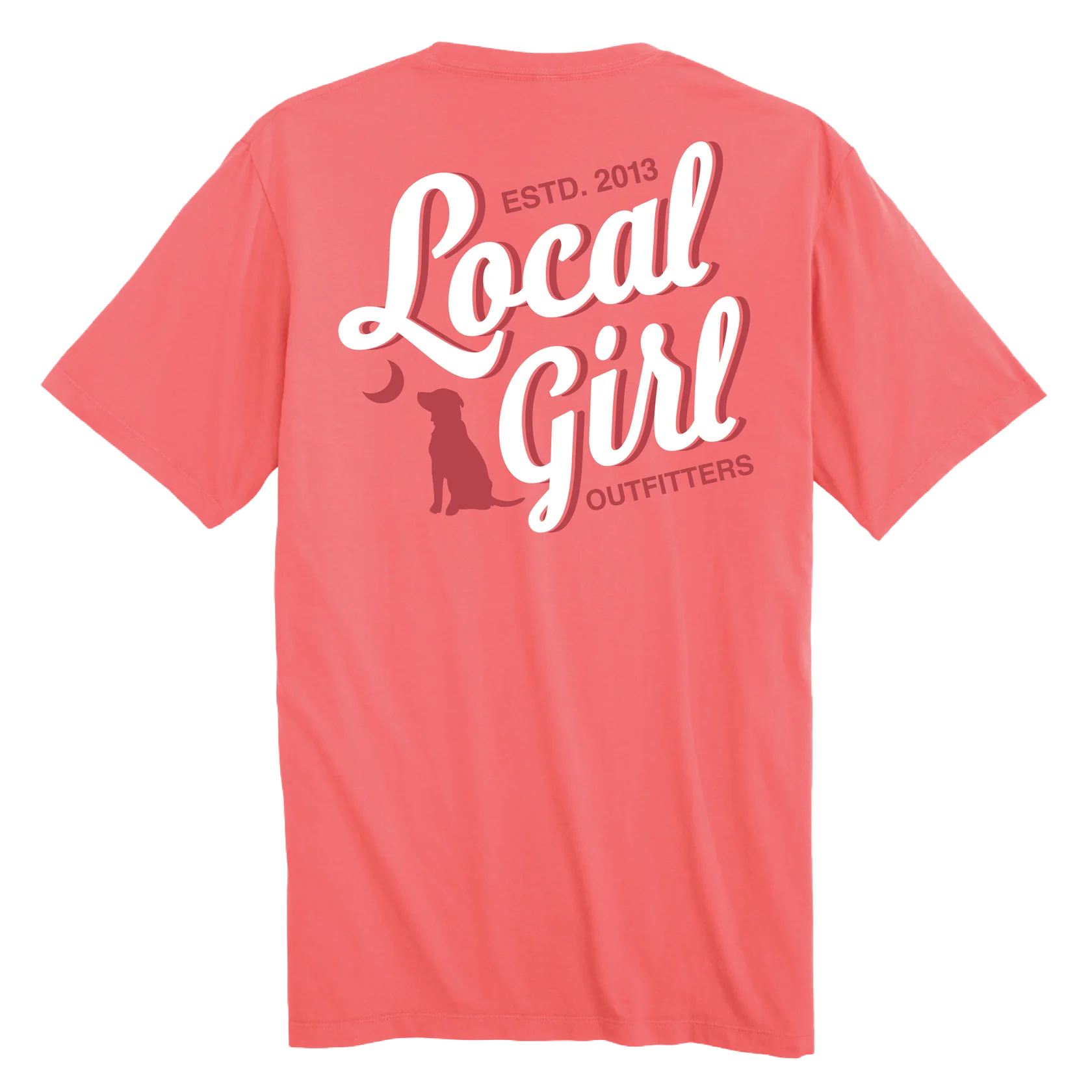 LG STACKED SCRIPT SS TEE - CORAL