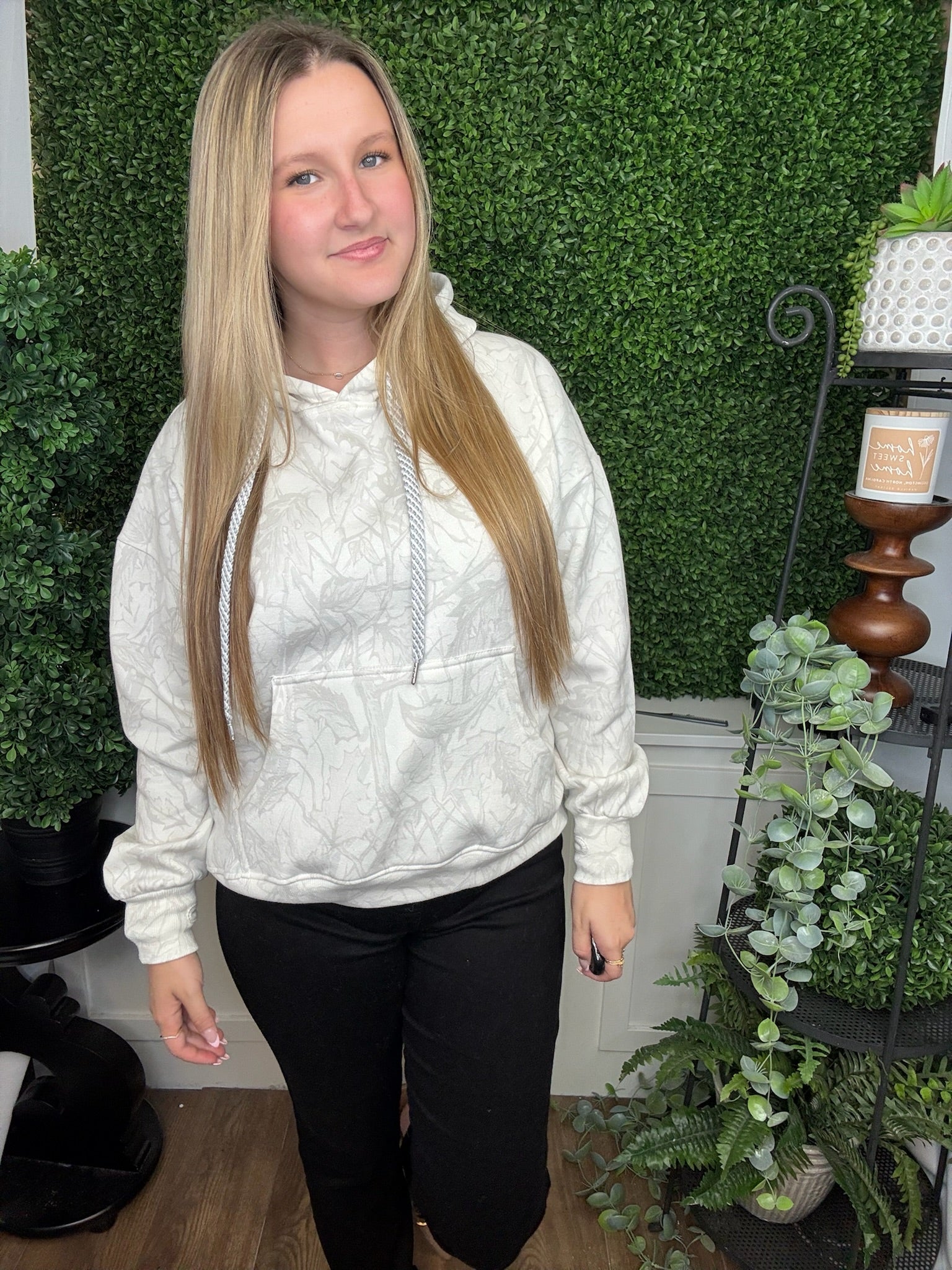 WOODLAND CAMO LS HOODED BLOUSANT OVERSIZED FLEECE - ICE WOODLAND