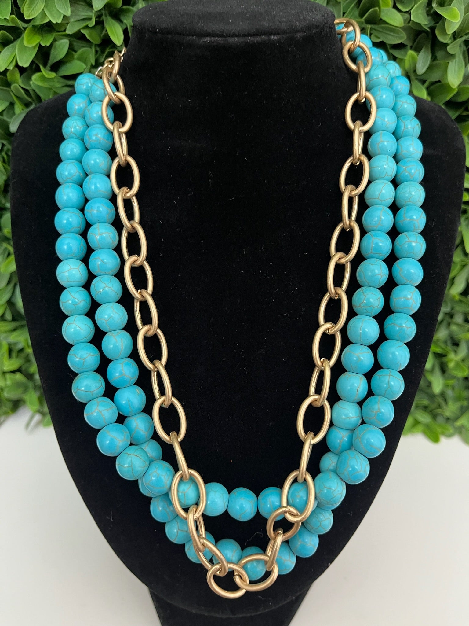 KAYCEE 3-ROW NECKLACE - TORTOISE & WORN GOLD