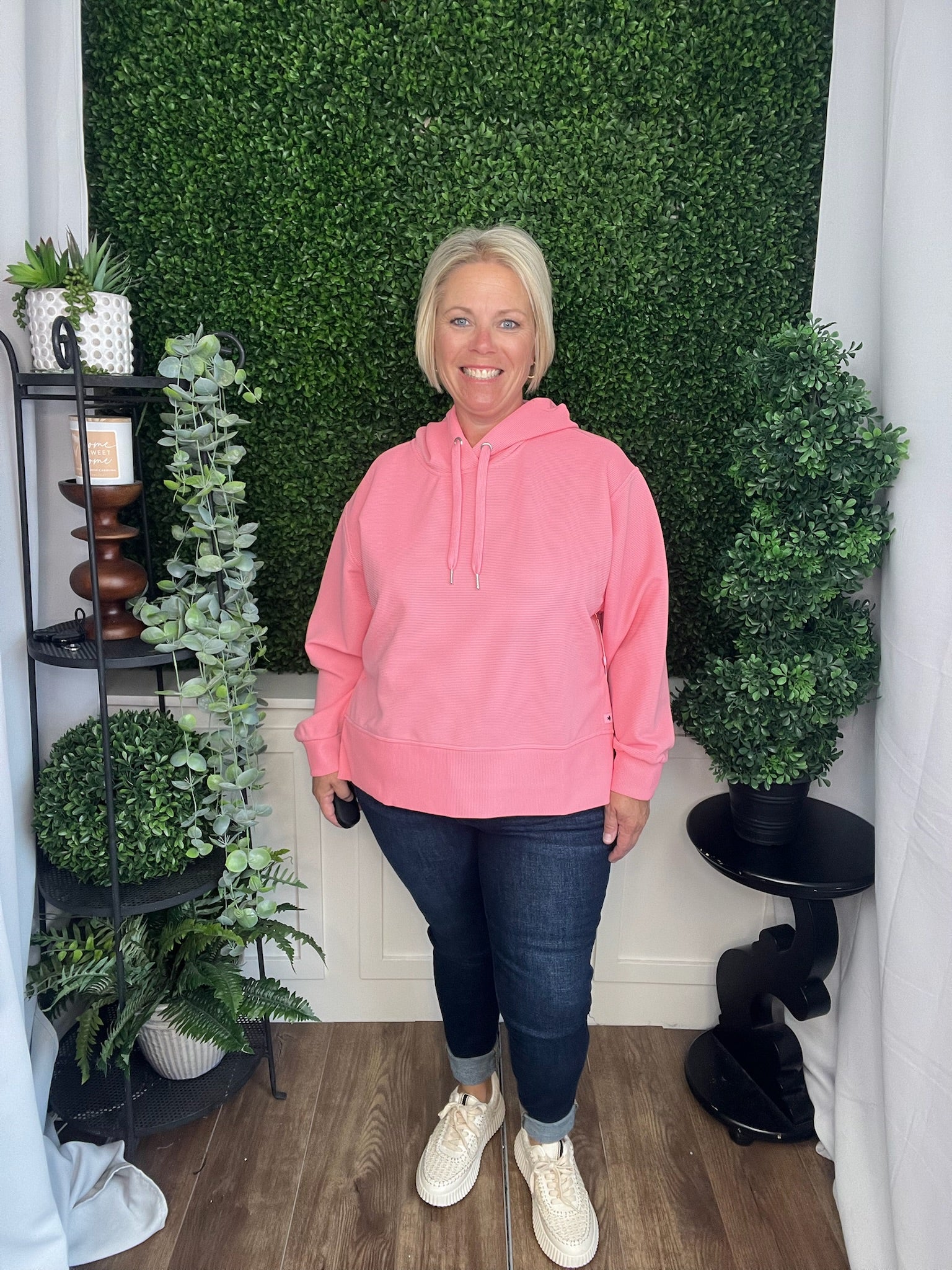 RIBBED HOODED PULLOVER - PETAL