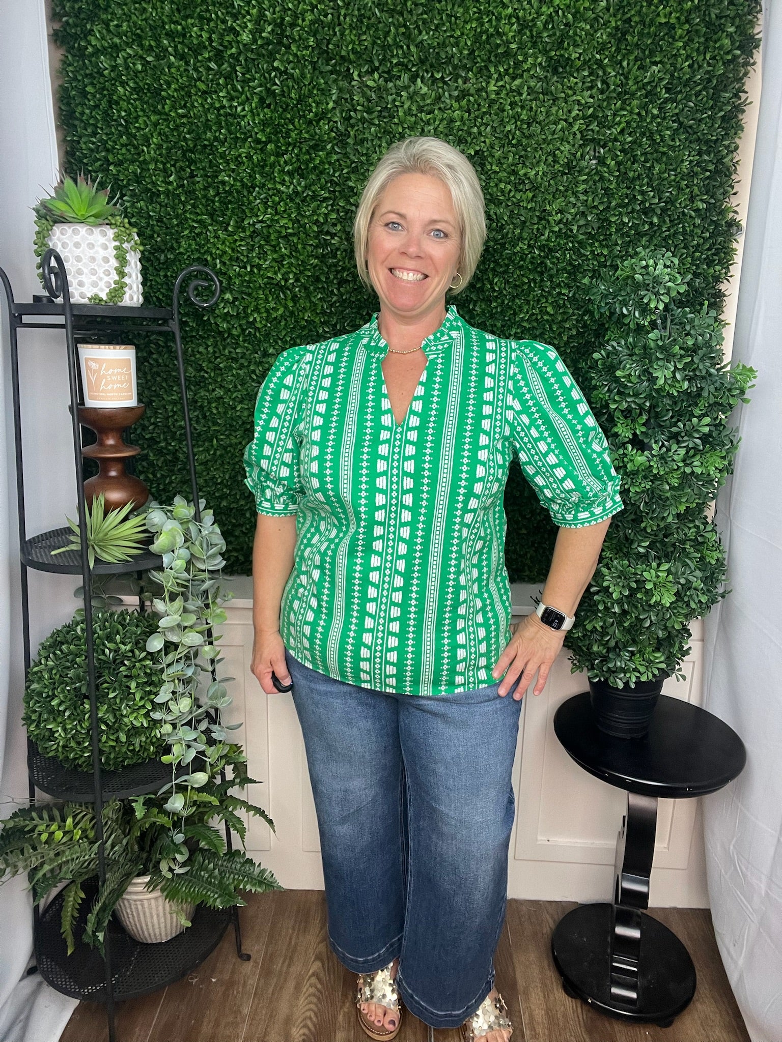 TOP COLETTE HERITAGE STITCH GREEN