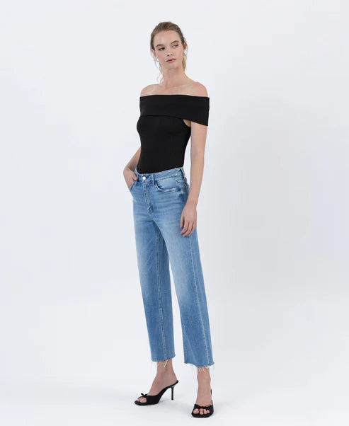 HIGH RISE SUPER SOFT CROP SLIM WIDE JEANS - RIGHT