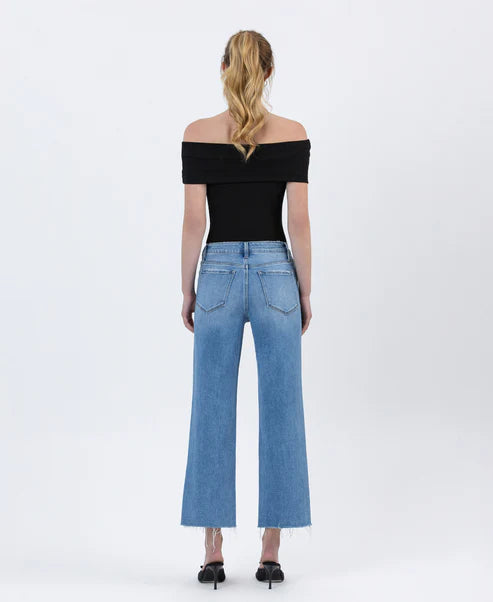 HIGH RISE SUPER SOFT CROP SLIM WIDE JEANS - RIGHT