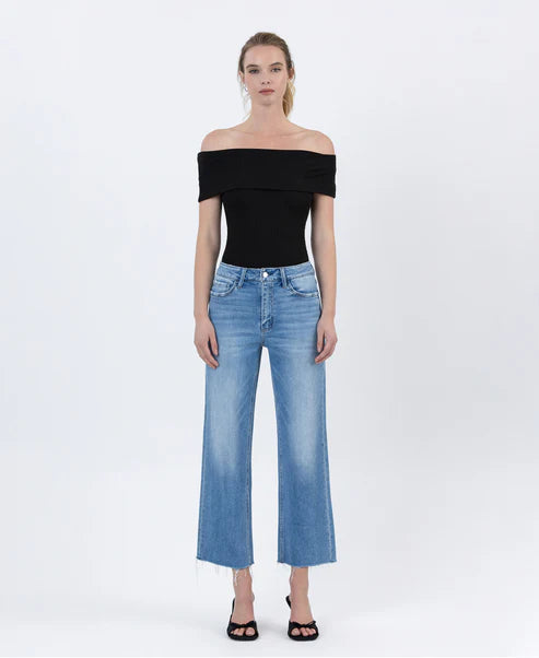 HIGH RISE SUPER SOFT CROP SLIM WIDE JEANS - RIGHT
