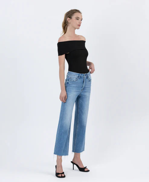 HIGH RISE SUPER SOFT CROP SLIM WIDE JEANS - RIGHT