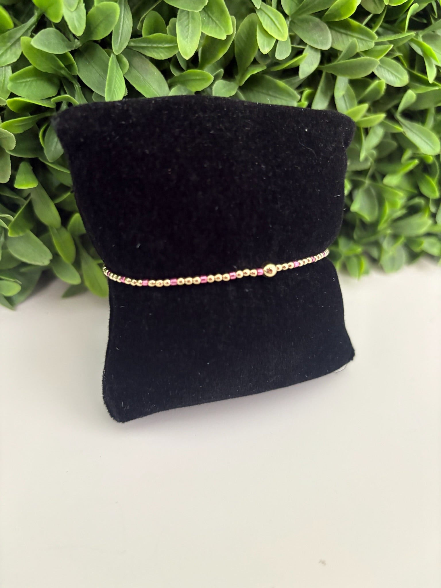 HOPE SINCERITY PATTERN 2MM BEAD BRACELET - PINK METALLIC