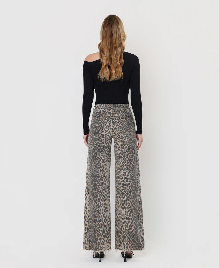 High Rise Crop Wide Leg With Leopard Print Open Pack