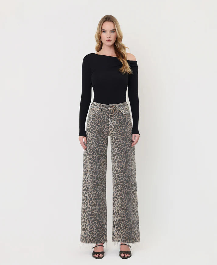 High Rise Crop Wide Leg With Leopard Print Open Pack