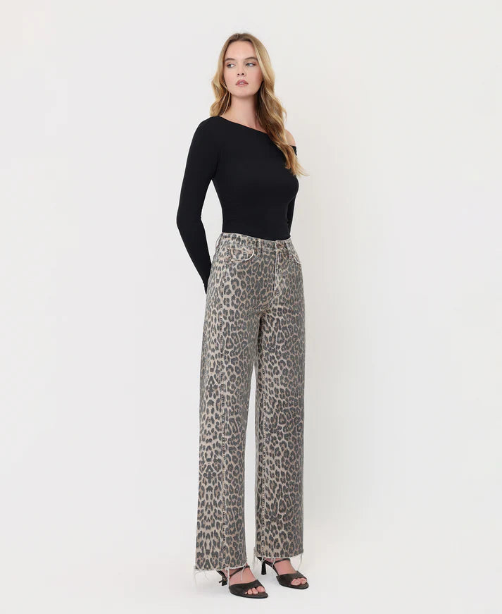High Rise Crop Wide Leg With Leopard Print Open Pack