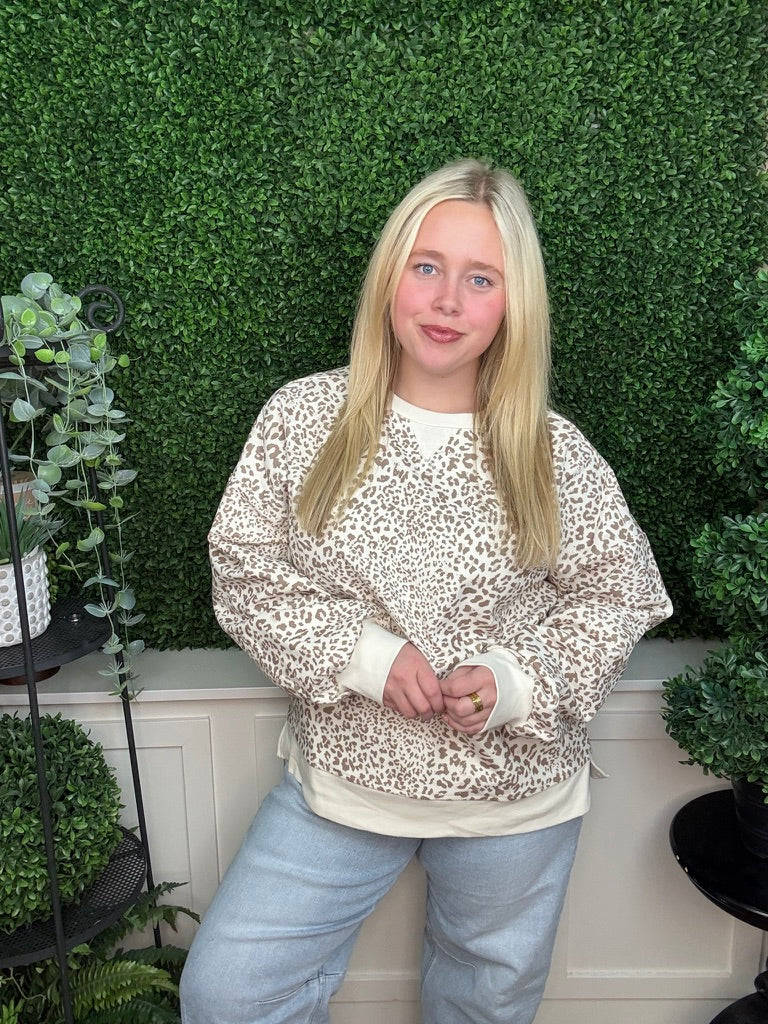 FASHION PULLOVER - BLUSH LEOPARD/ MOCHA LEOPARD
