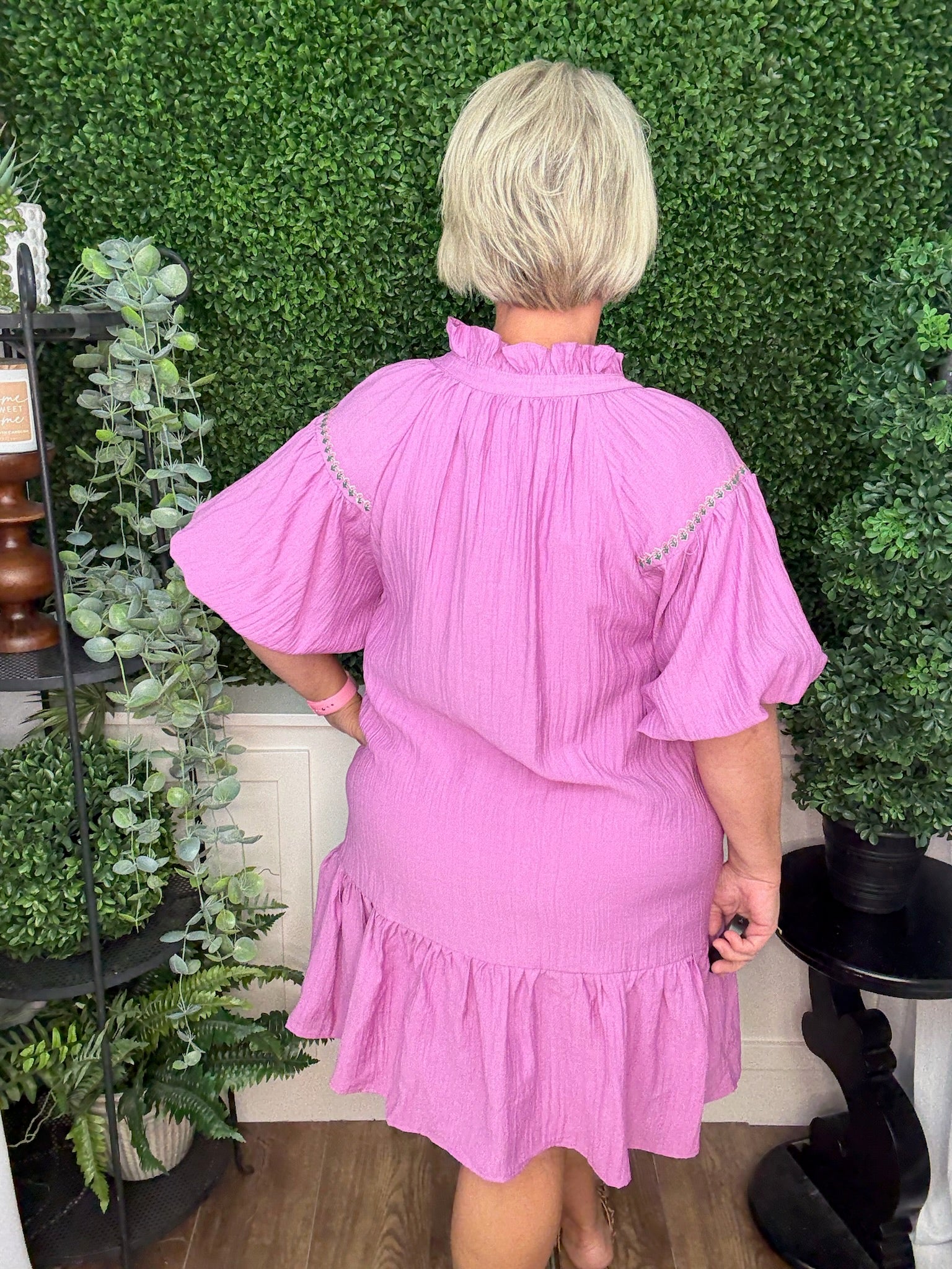 BUBBLE SLEEVE DRESS - ORCHID