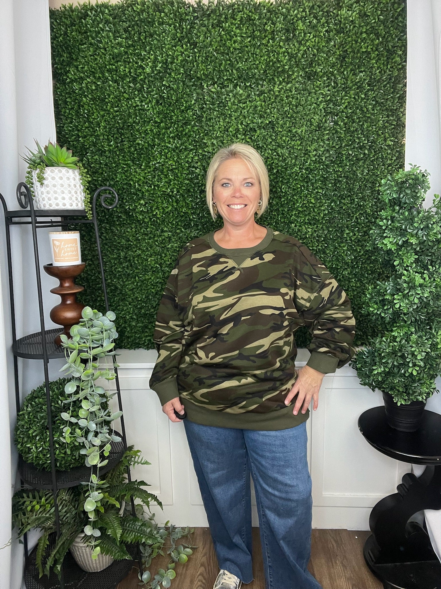 CAMO KNIT CASUAL TOP