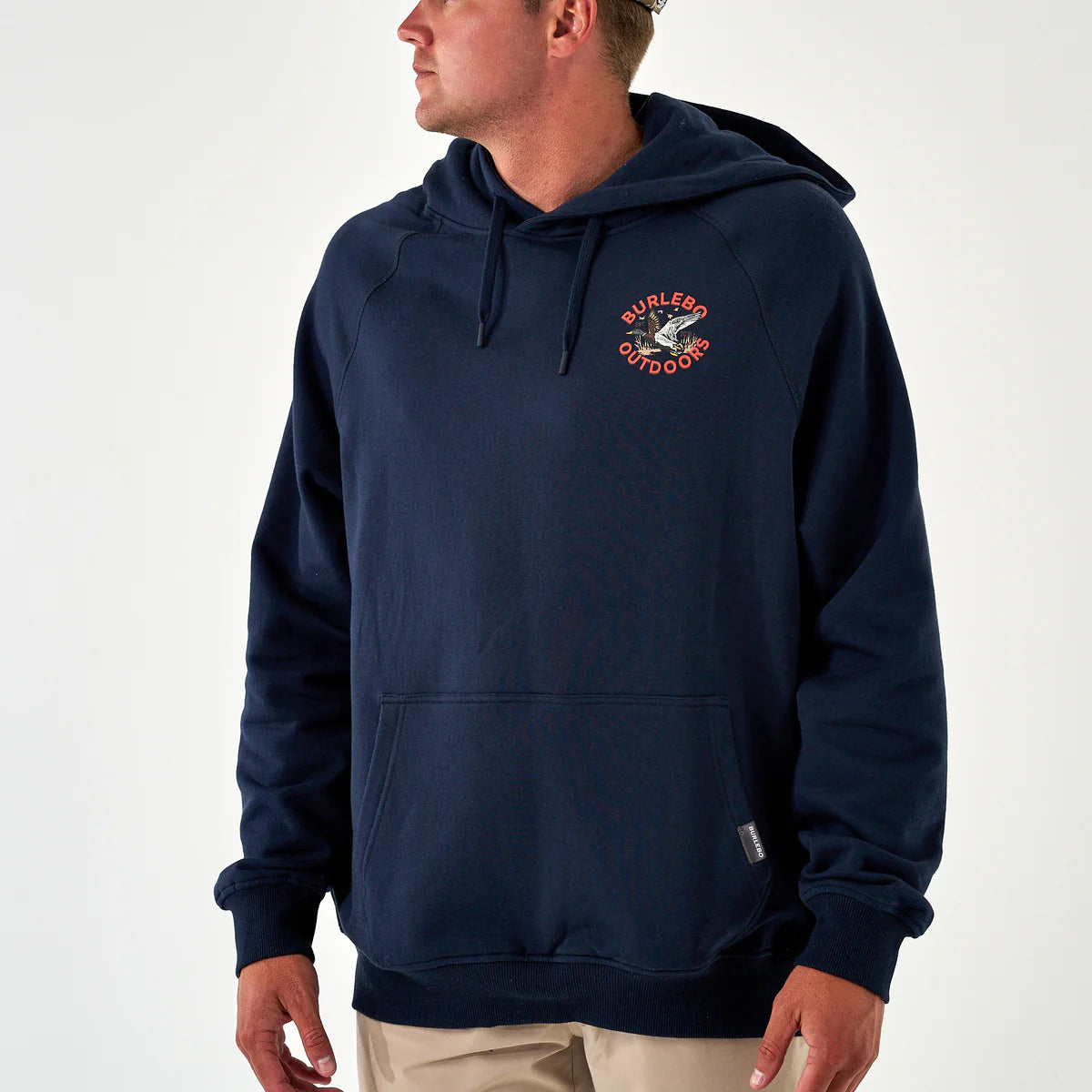 FLEECE HOODIE - OLD SCHOOL DUCK HUNT - HEATHER NAVY