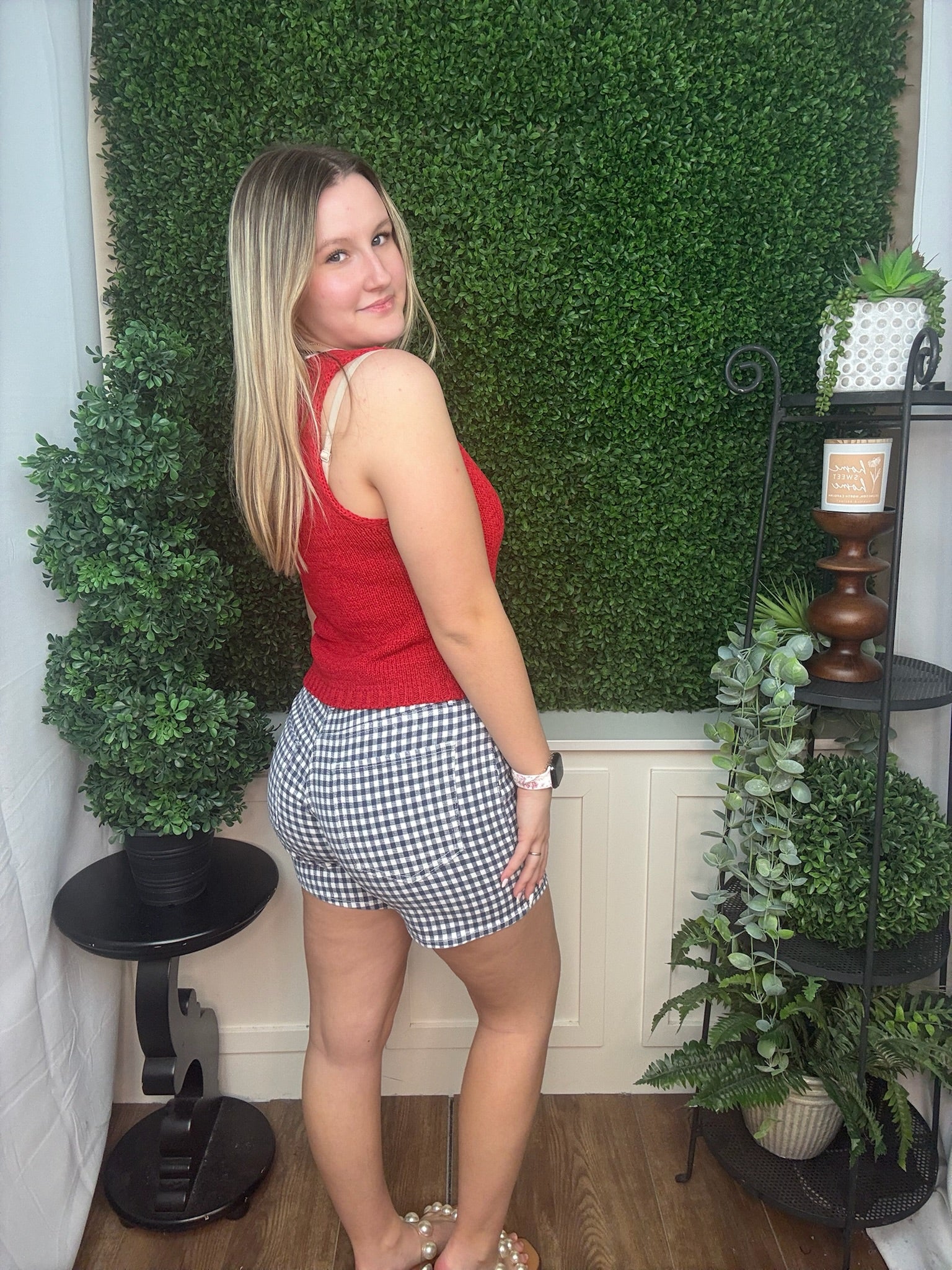 LIGHTWEIGHT GINGHAM SHORT - NAVY