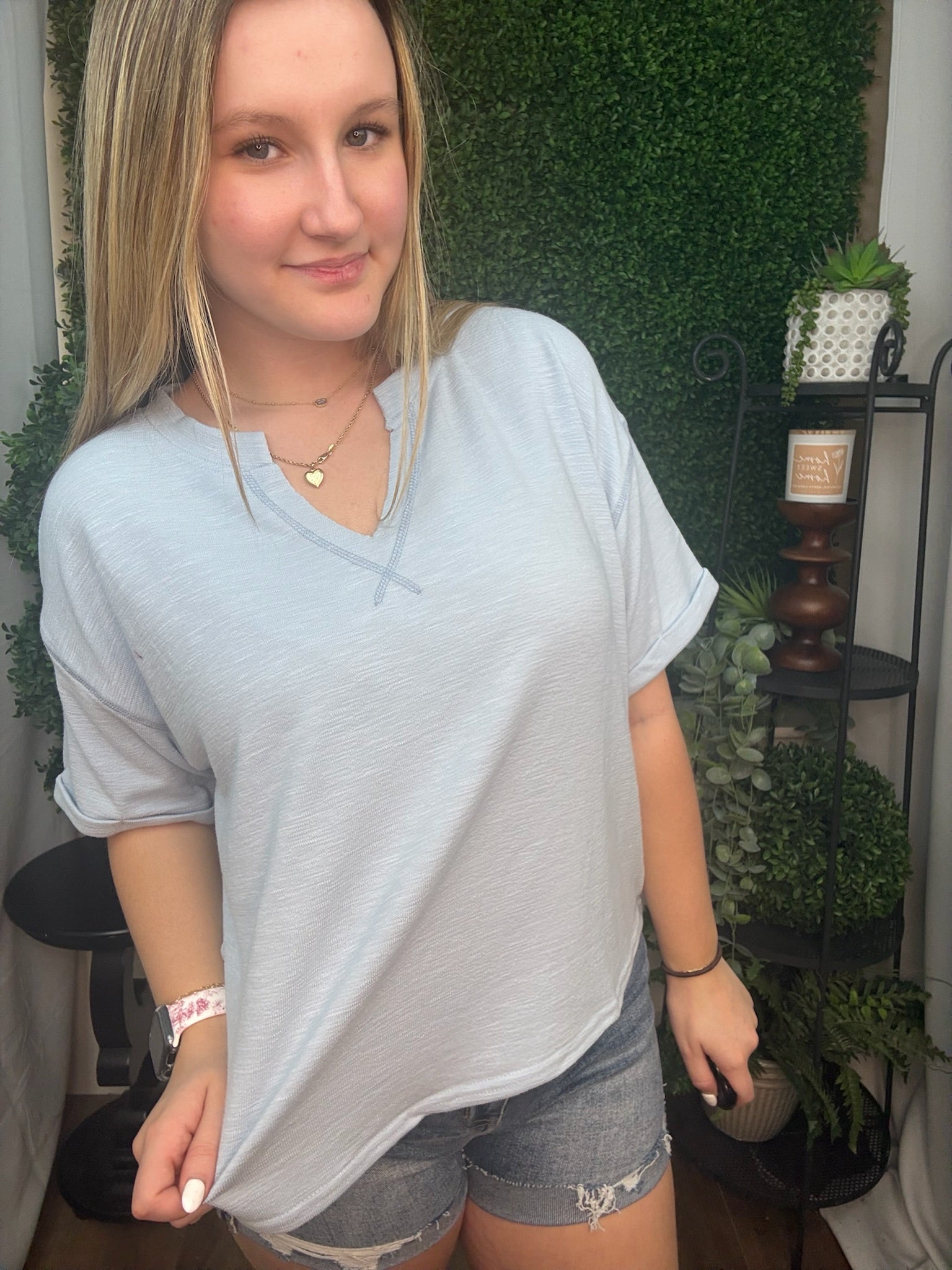 Medium Wash Cuffed Frayed Hem Denim Shorts