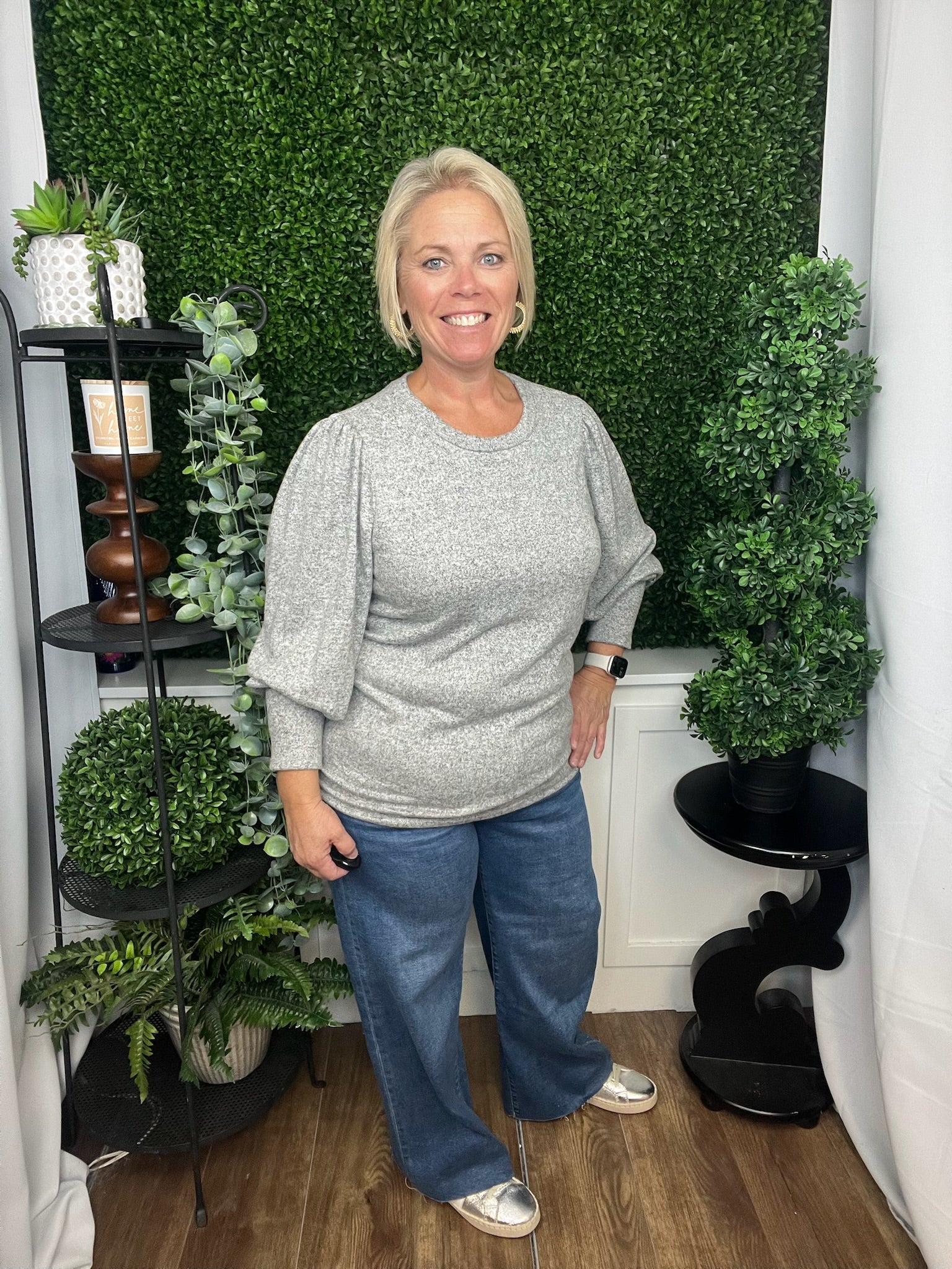 ANGELICA SOLID LONG SLEEVE TOP - OATMEAL