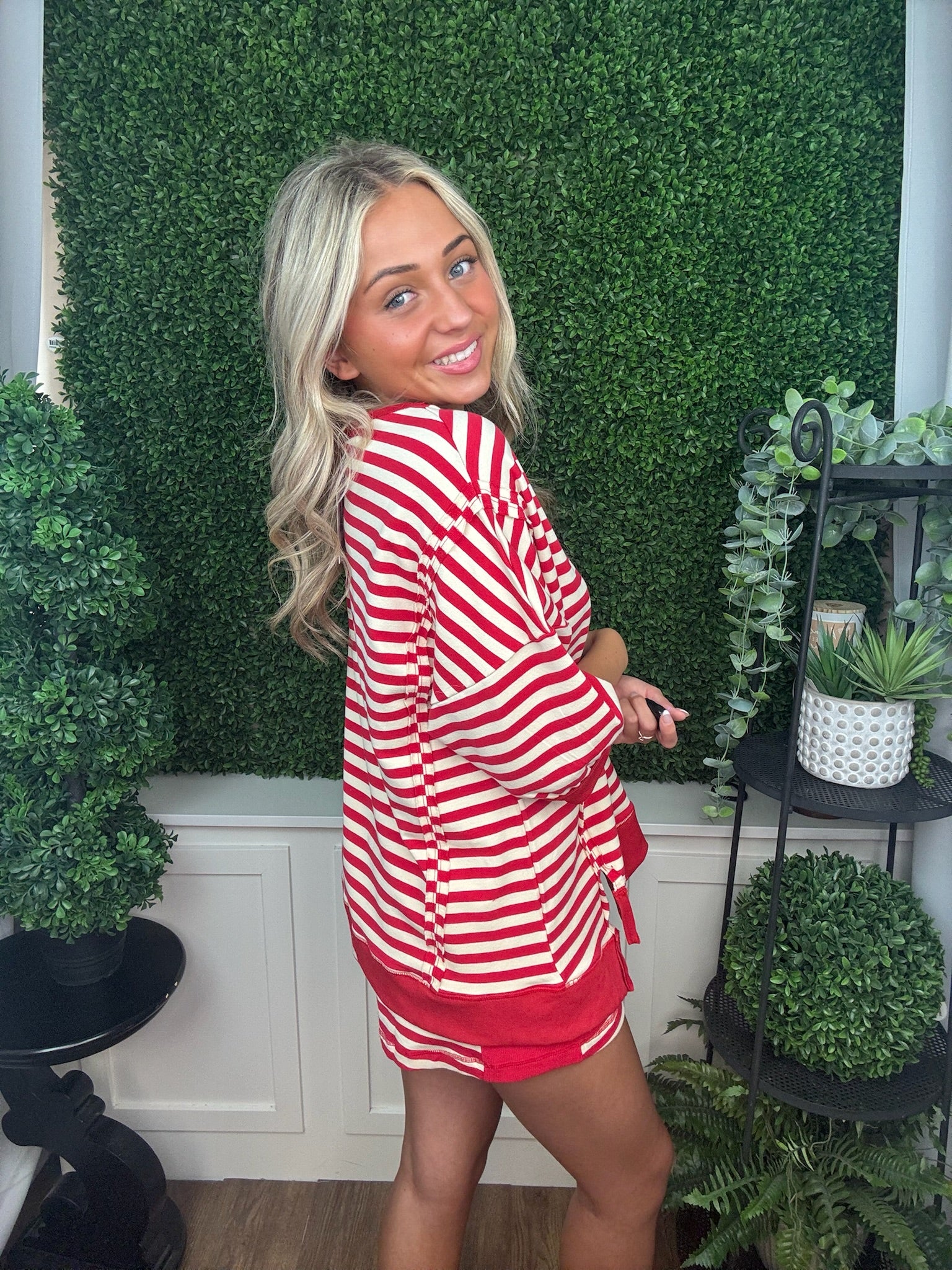 Striped Rib Trim Lounge Shorts- Very J