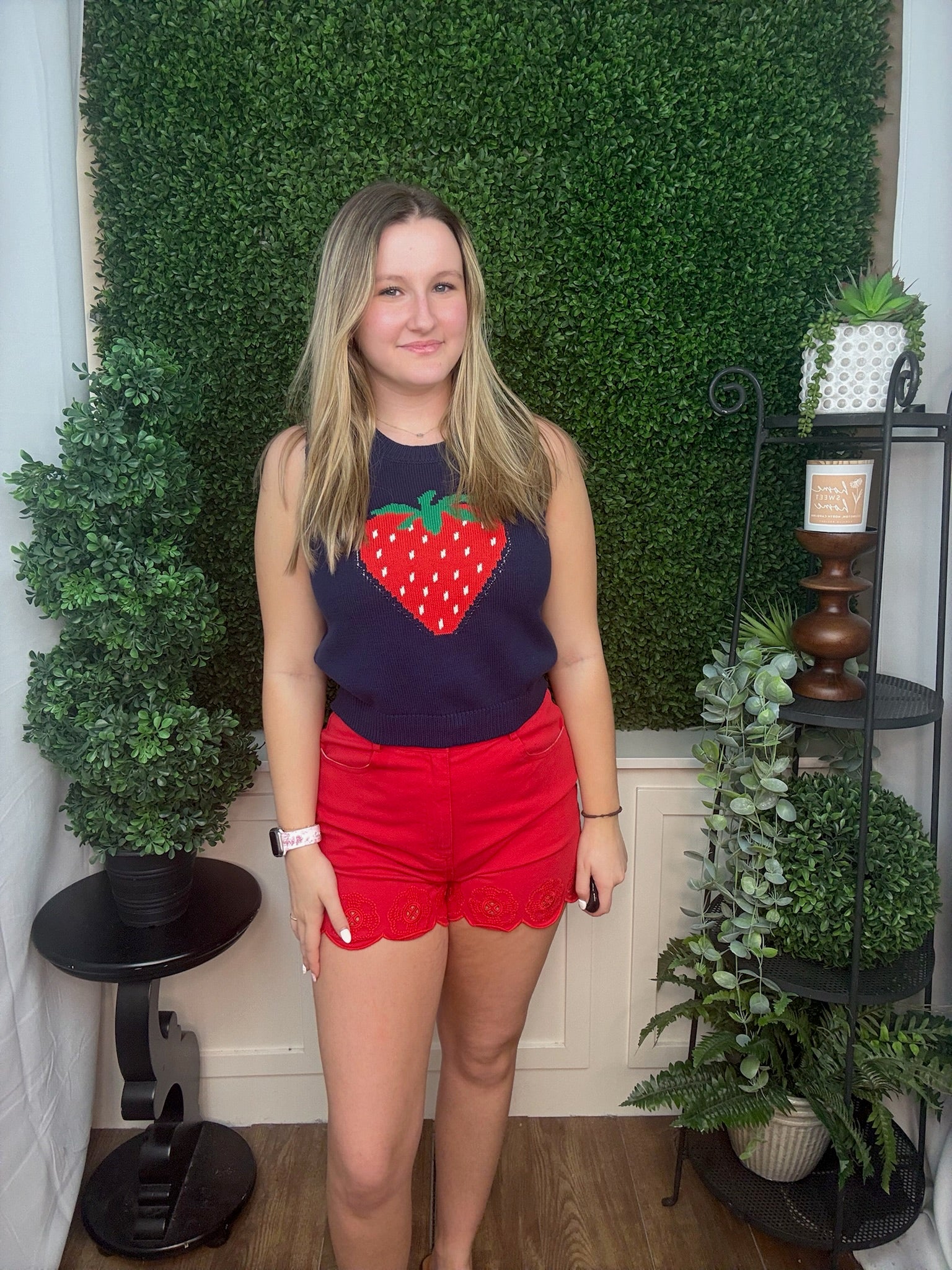 Strawberry Knit Sleeveless Top
