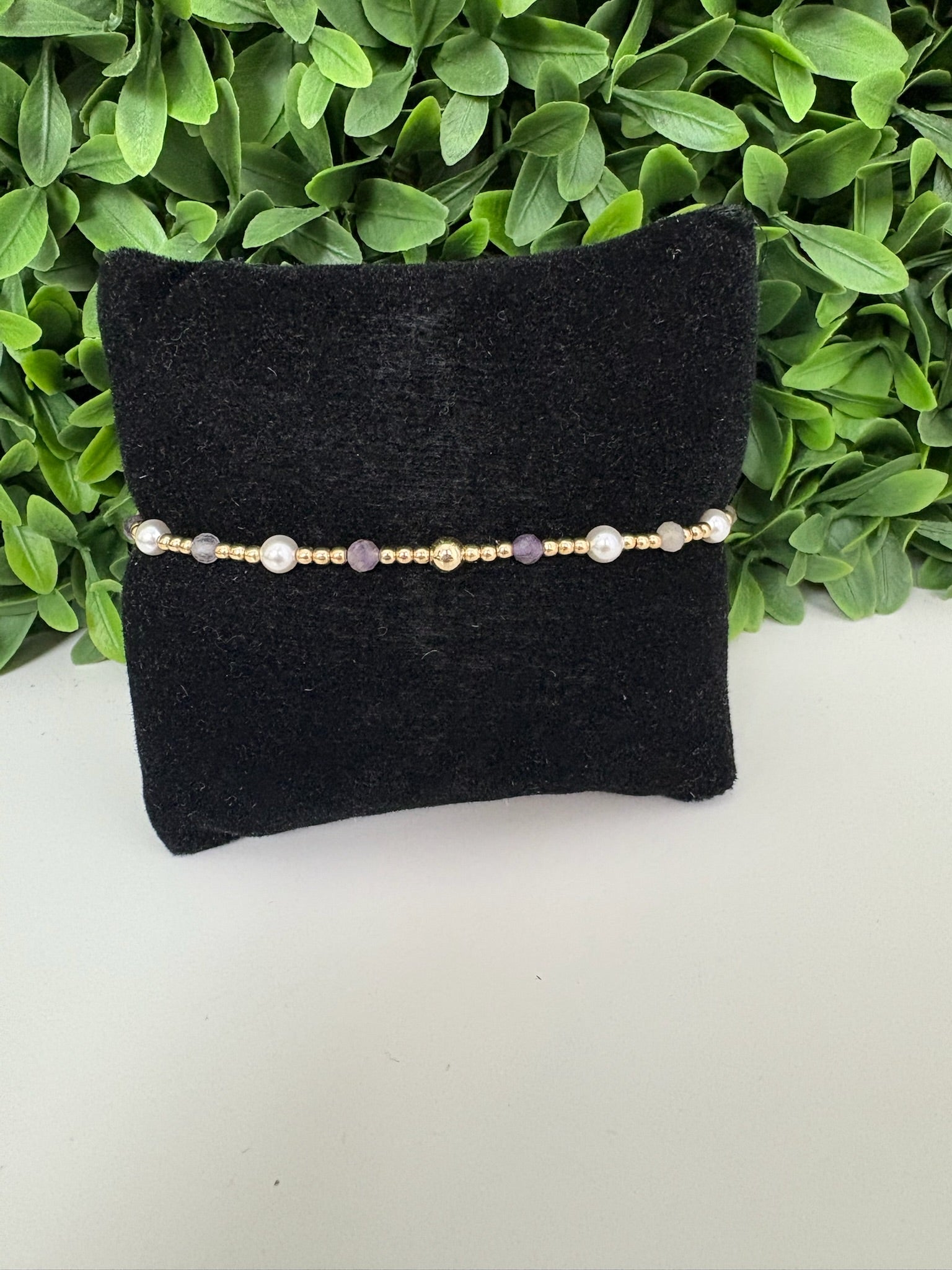 EXTENDS - PEARL SINCERITY PATTERN 4MM BEAD BRACELET - AMETHYST