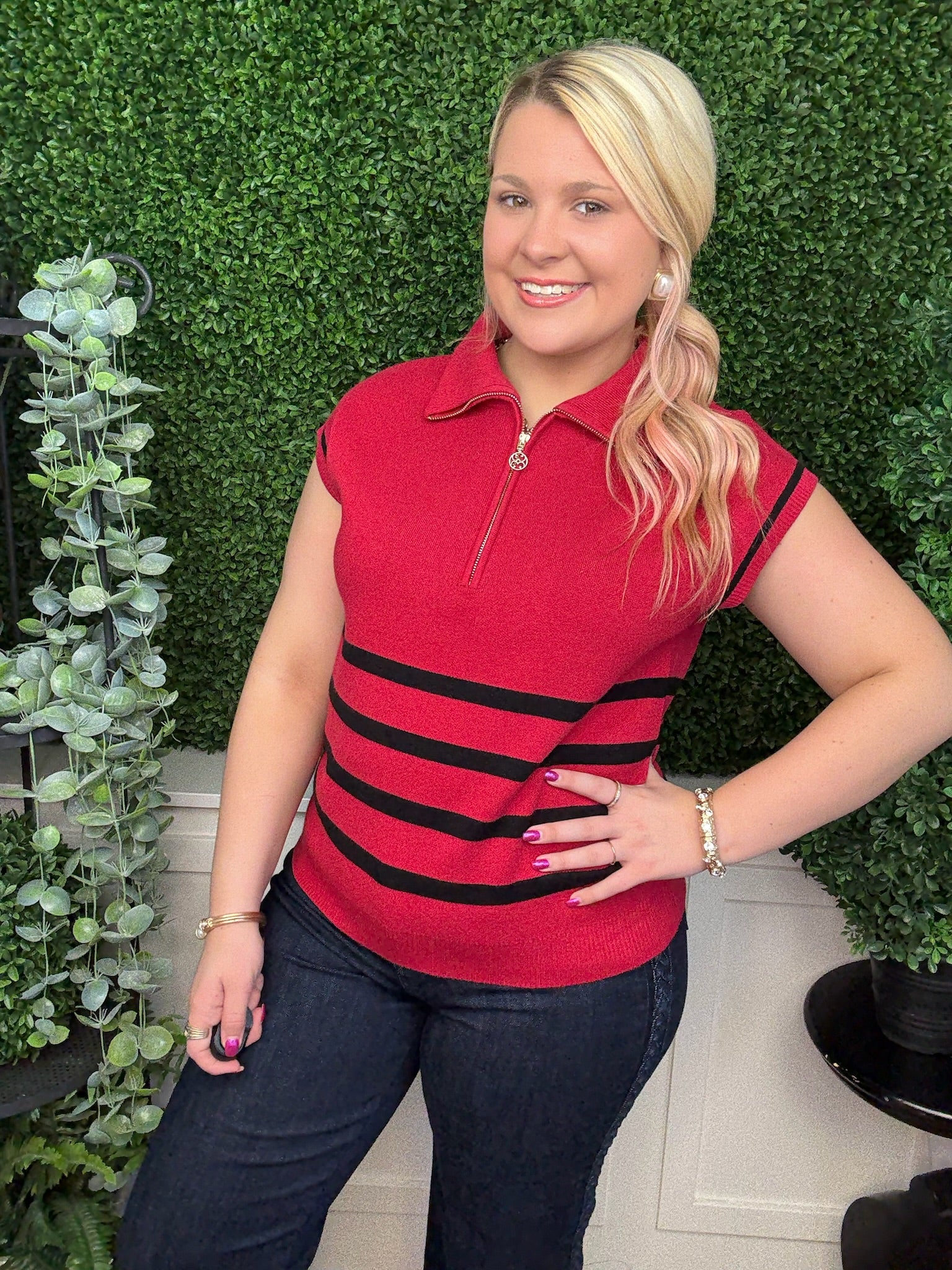 CELIA SWEATER RED/BLACK