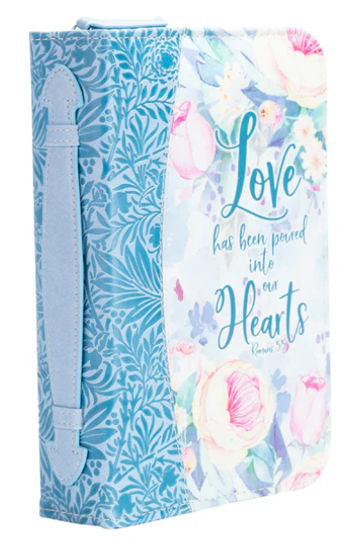 LARGE BIBLE COVER - BLUE FLORAL LOVE