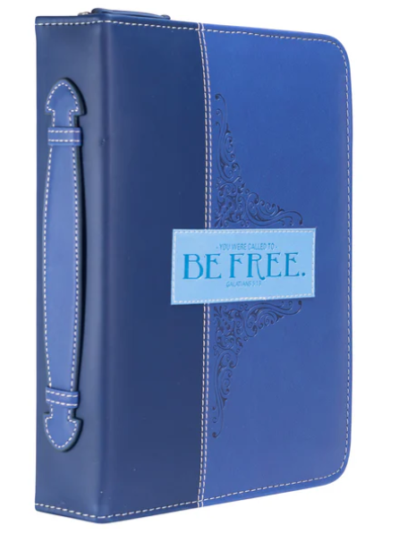 LARGE BIBLE COVER - BLUE BE FREE