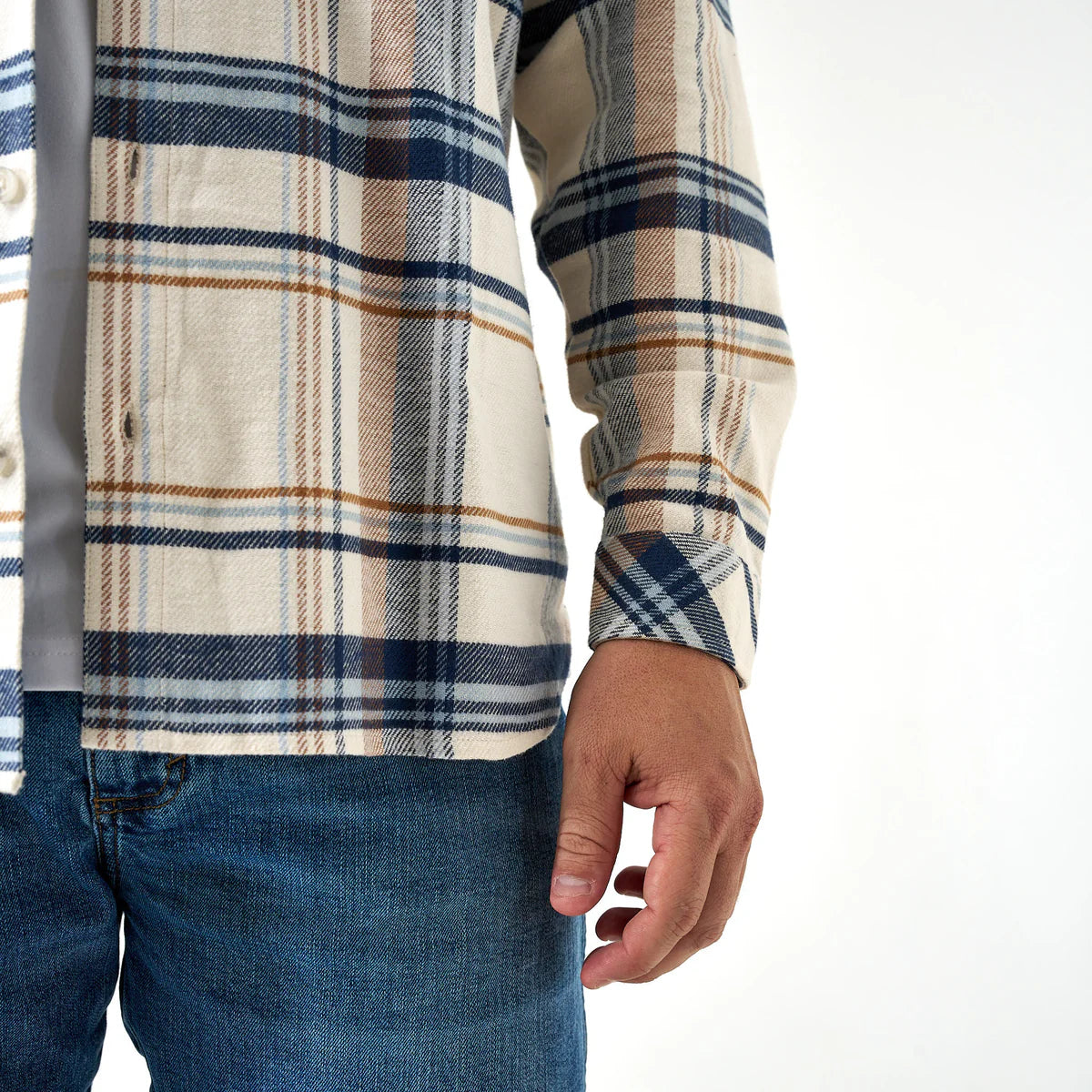 FLANNEL WOVEN LS - CREAM