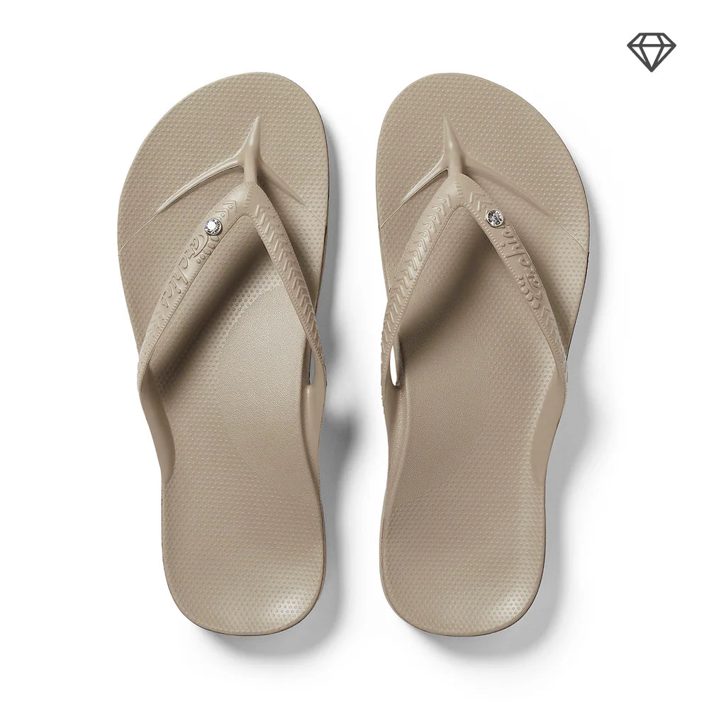 ARCH SUPPORT FLIP FLOPS - CRYSTAL TAUPE