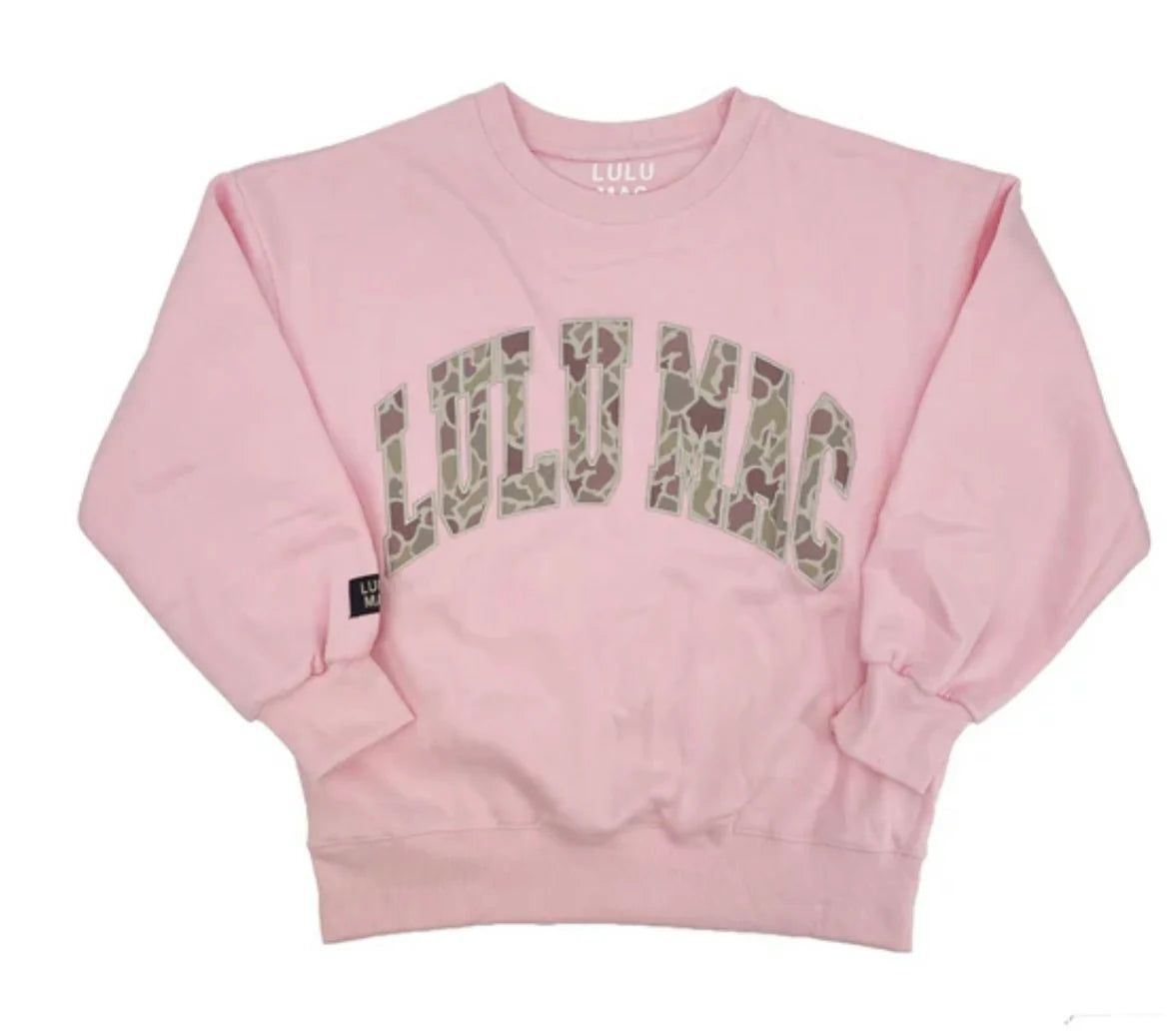 LULU MAC SWEATSHIRT - LIGHT PINK W/CAMO