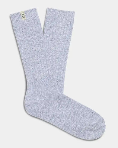 RIB KNIT SLOUCHY CREW SOCK - ICELANDIC BLUE